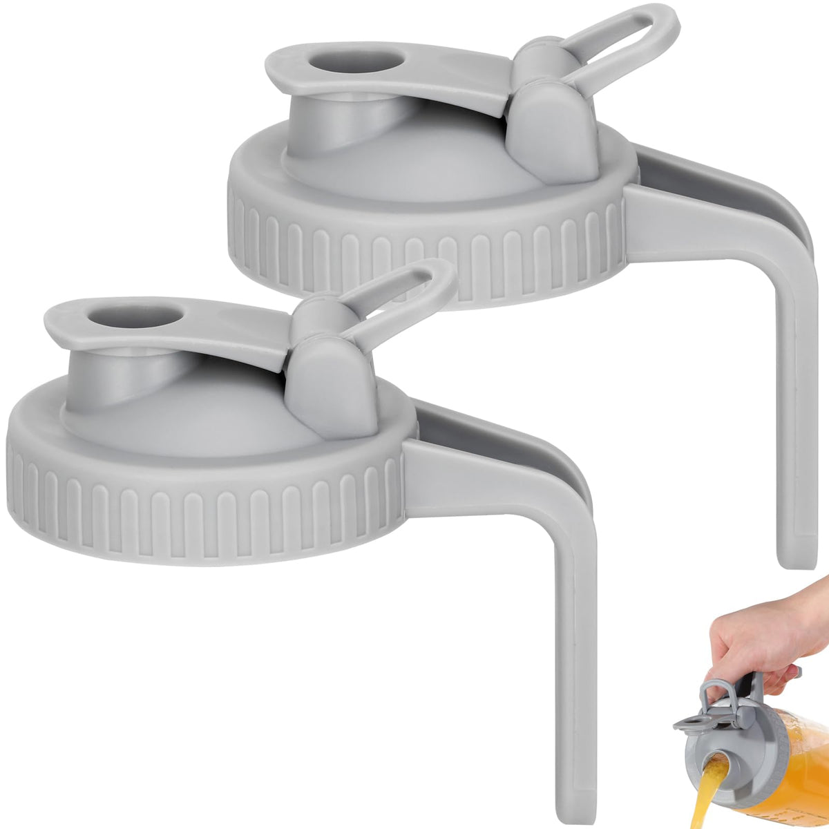 Mason Jar Pour Spout Lid For Wide Mouth Mason Jars, Airtight Mason Jar Pitcher Flip Cap Lid With Handle, Leak-Proof And Durable,