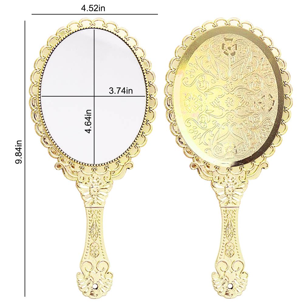Yangshine Handheld Mirror With Handle, Makeup Compact Travel Hand Mirrors Mini Vintage Make Up Hand Held Mirror Oval Purse Packe