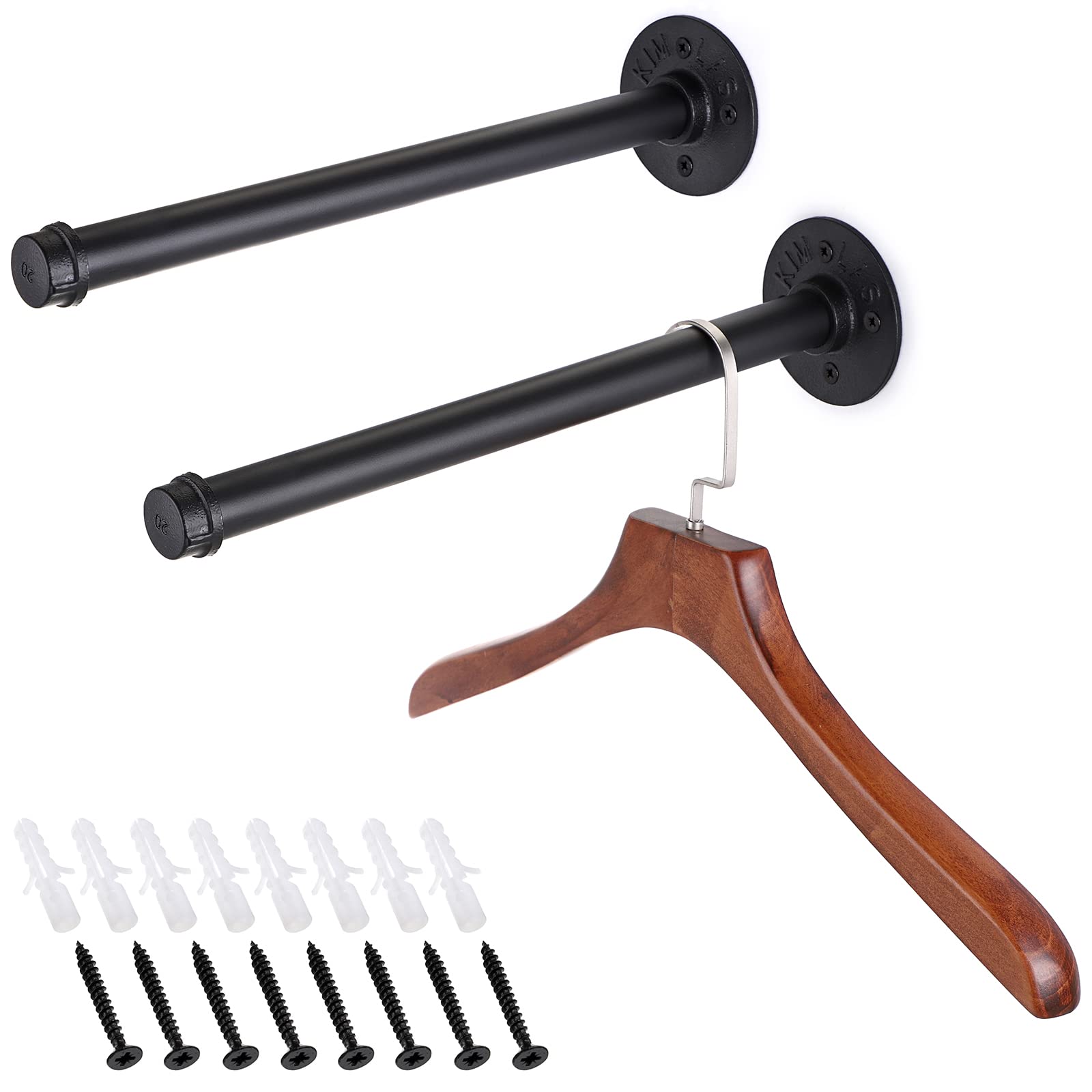 Sumnacon 2 Pack 14 Industrial Pipe Wall Mounted Clothing Rack Bar -- Metal Garment Bracket Frame