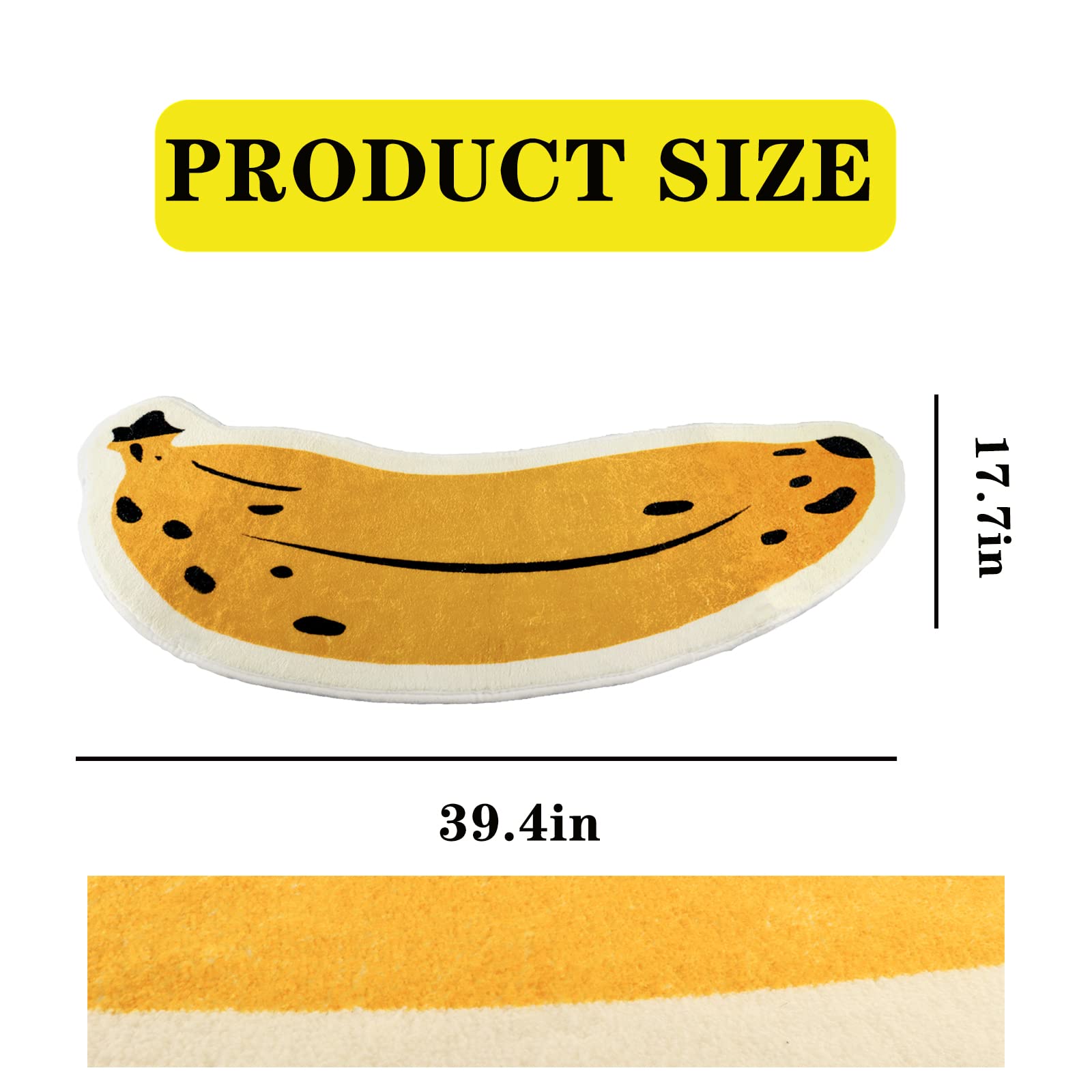 Banana Bath Rugs for Bathroom Non Slip Super Absorbent Bath Mat for Floor Bathmats Washable Yellow Cartoon Bathrugs Carpet Soft Shower Tub Rugs Thick Kitchen Doormat Home Decor 17.7x39.4inch/45x100cm