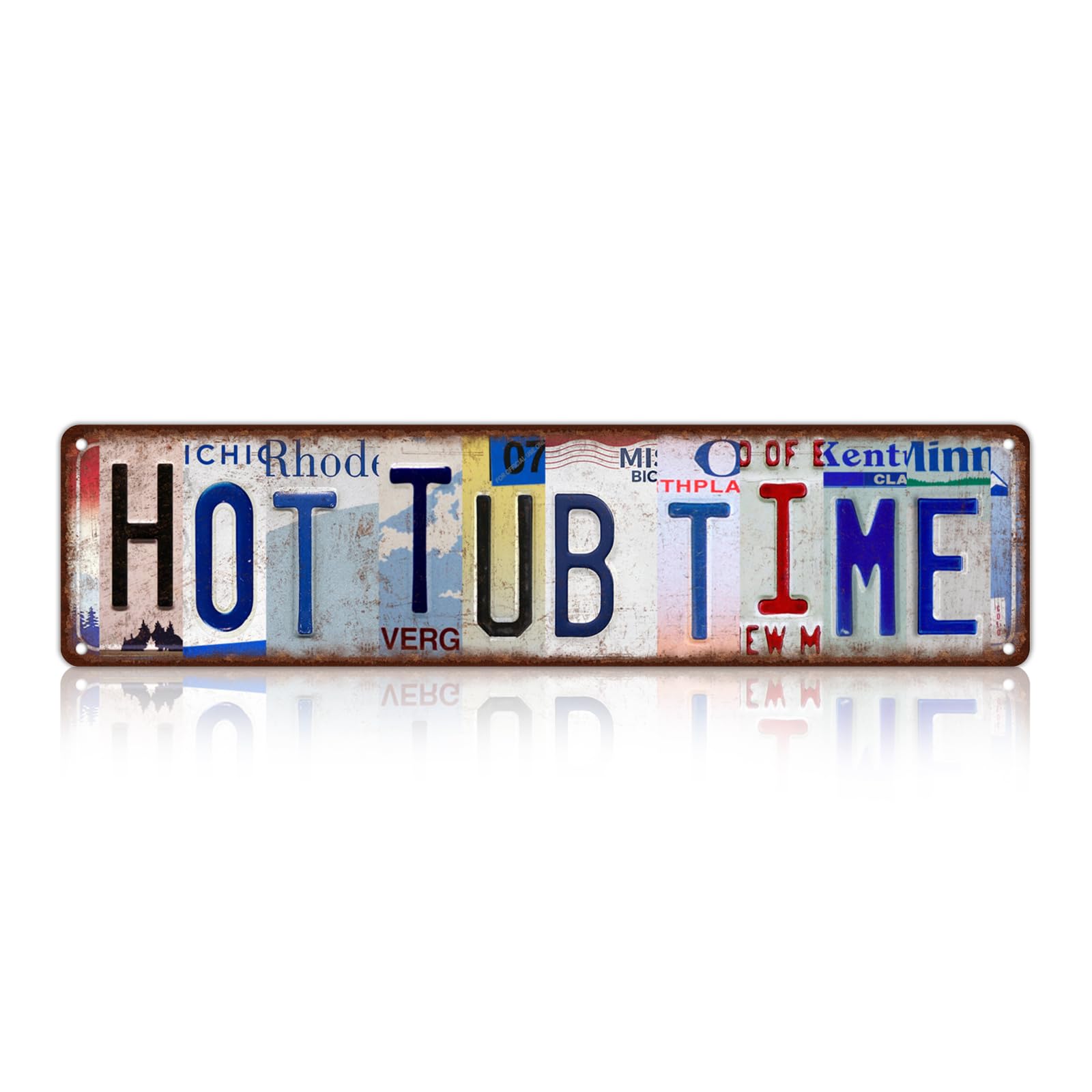 Vintage Hot Tub Time Wall Decor Street Signs Bathroom Metal Tin Signs 16 x 4 Inches