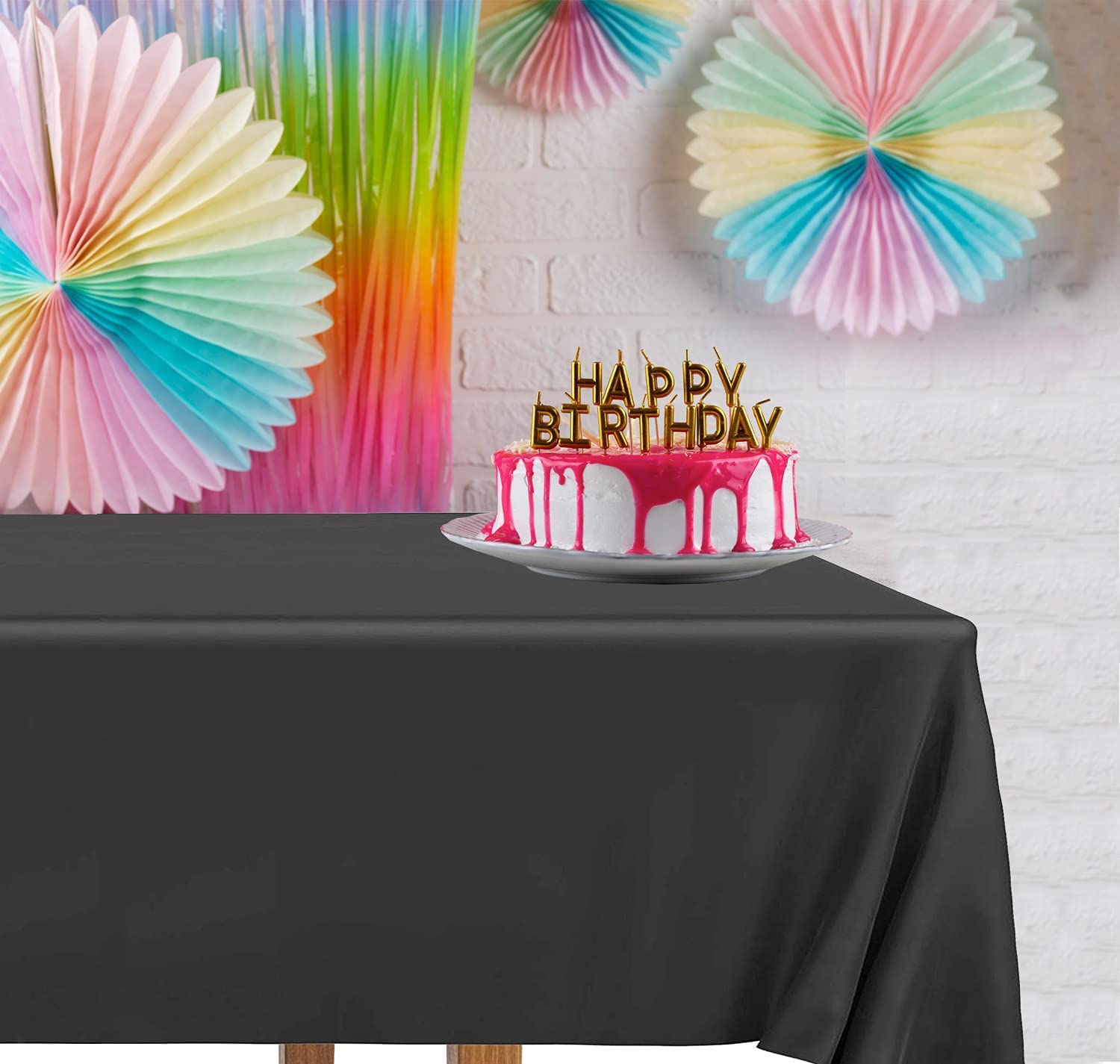 Decorrack 6 Pack Rectangular Tablecloths Bpa-Free Plastic, 54 X 108 Inch, Dining Table Cover Cloth, Black (6 Pack)