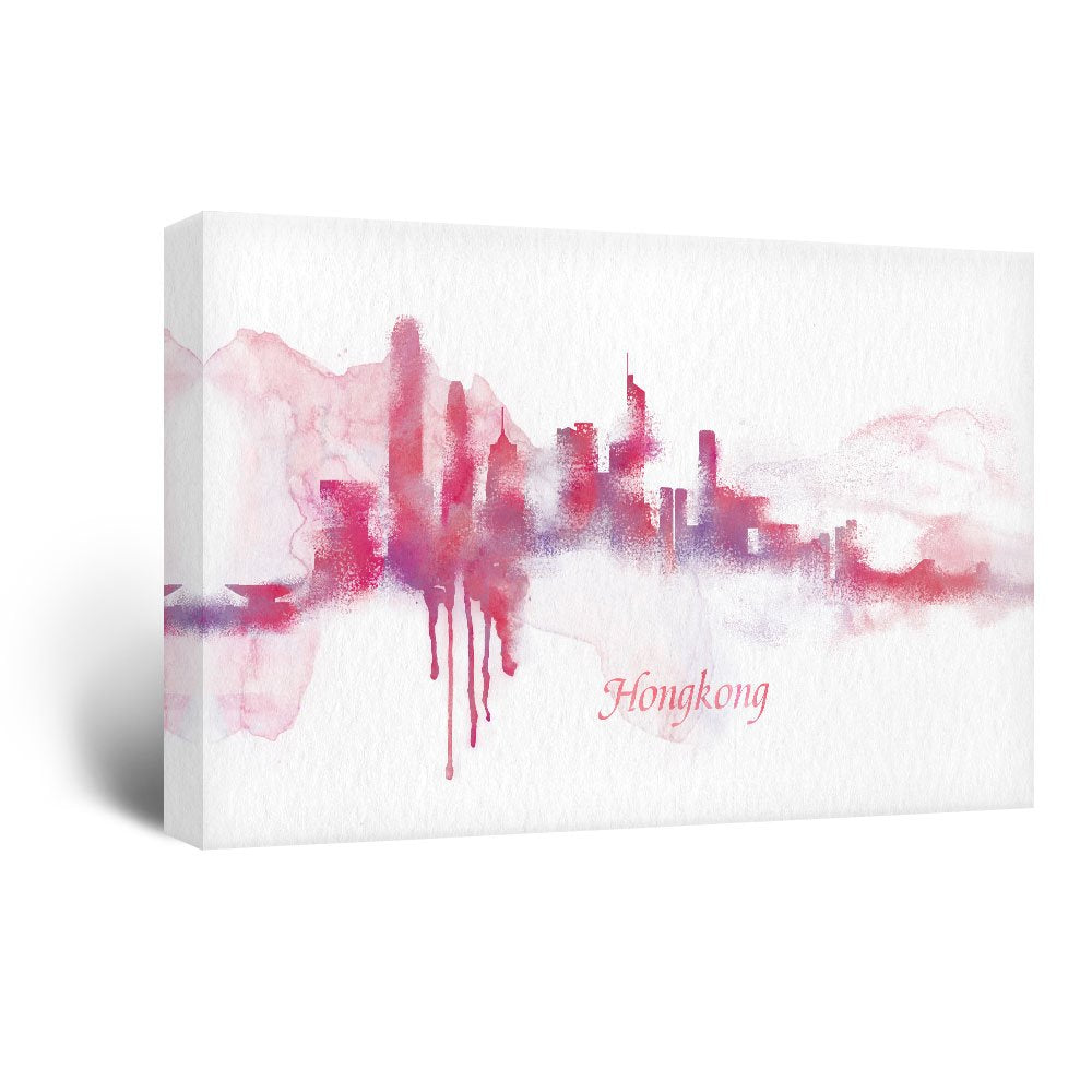 Wall26 Canvas Wall Art - Impressionism Watercolor Style City Landscape Of Hongkong - Giclee Print Gallery Wrap Modern Home Art R