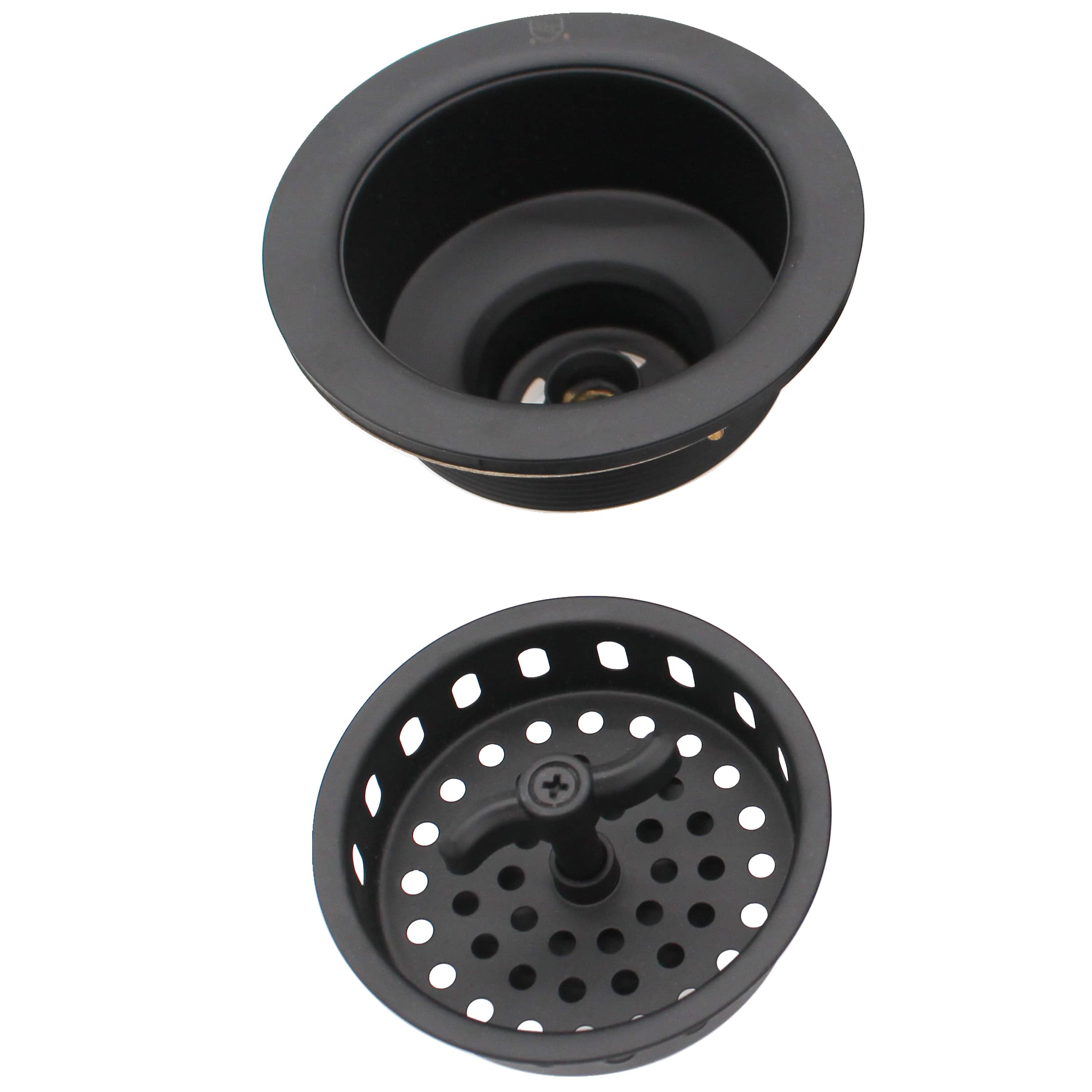 Westbrass Wing Nut Style Large Kitchen Sink Basket Strainer, Matte Black, D213-62 Twin