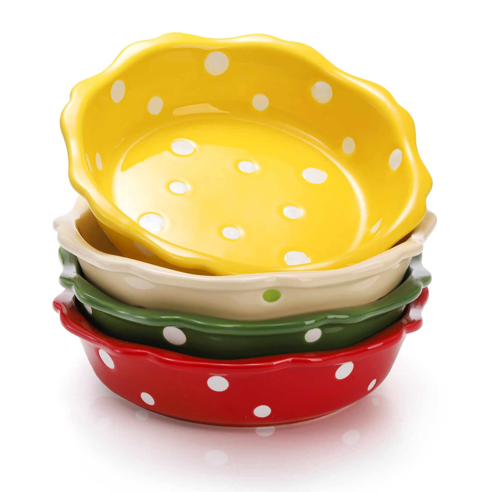 AVLA 4 Pack Ceramic Mini Pie Pans, 6 Inch Small Baking Pie Dish Plate, 10 oz Individual Deep Dish Pie Plate, Kitchen Bakeware Po