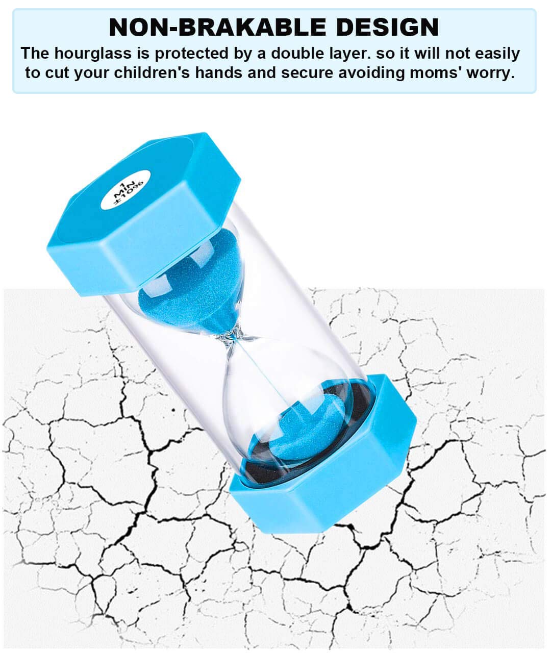 Suliao Sand Timer 1 Minute Hourglass Timer: Colorful Sand Watch 1 Minute, Small Blue Sand Clock One Minute, Plastic Hour Glass S
