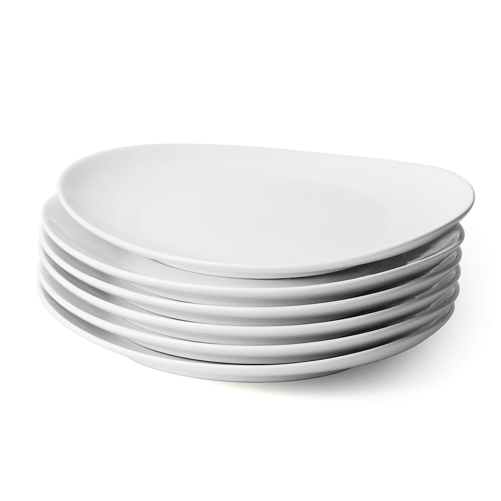 Sweese Porcelain 11 Inch Dinner Plates Set Of 6 - White Dinner Plates - Dishwasher, Microwave, Oven Safe, Scratch Resistant