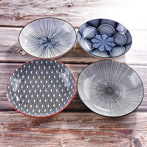 Whitenesser Set Of 4 Dinner Plates, 7 Inch Plates, Ceramic Plates For Dishes, Fried Egg, Snack,Broiler Wing