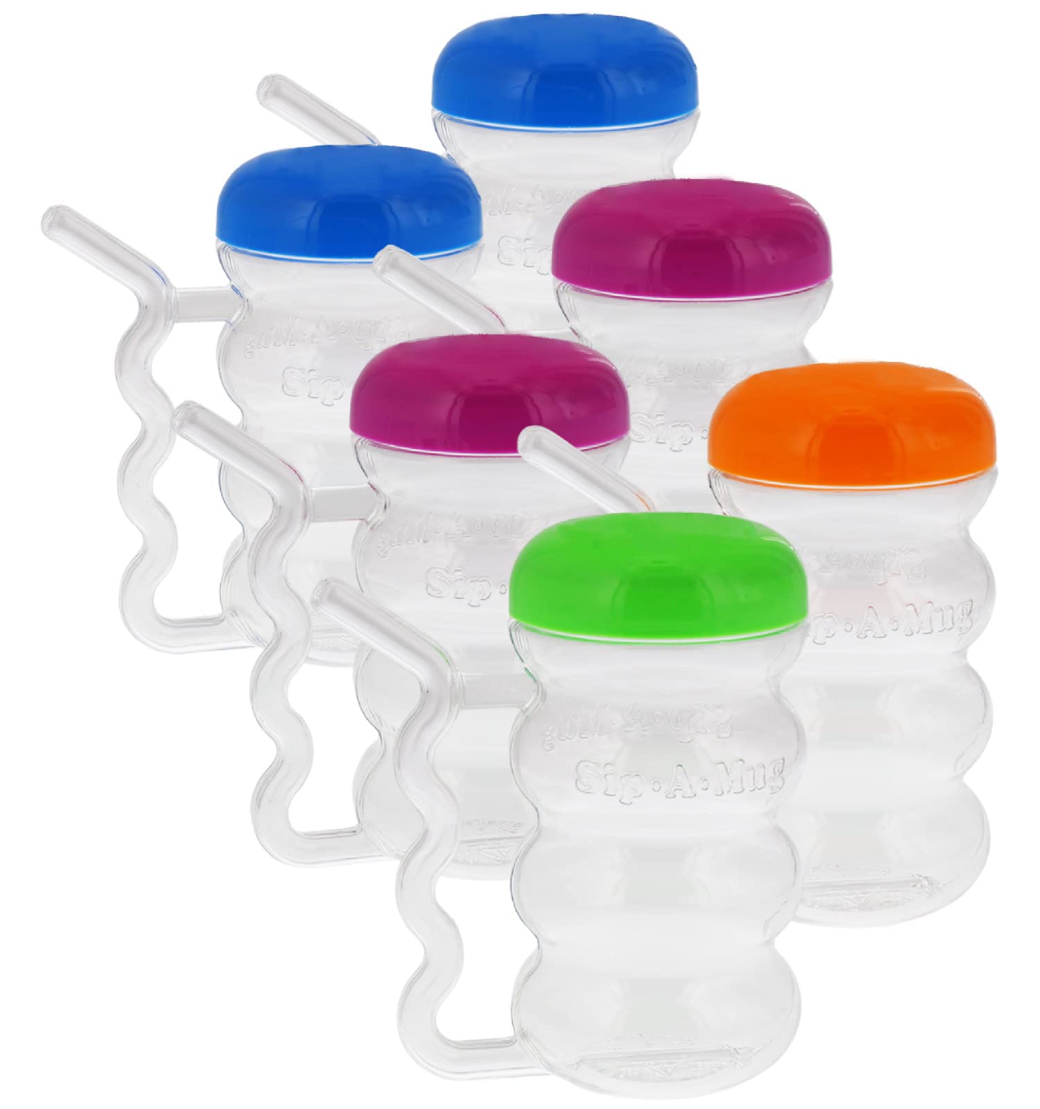Arrow Home Products Sip-A-Mug, 14Oz, 6Pk - Easy To Grip Plastic Kid'S Cup Where The Handle Is The Straw - Bpa-Free With Screw-On