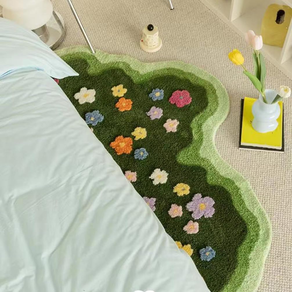 Moss Rug Lovely Green Moss Leaf Bathroom Rug Non-Slip 3D Moss Carpet Washable Water Absorbent Soft Moss Carpet Bed For Bathroom