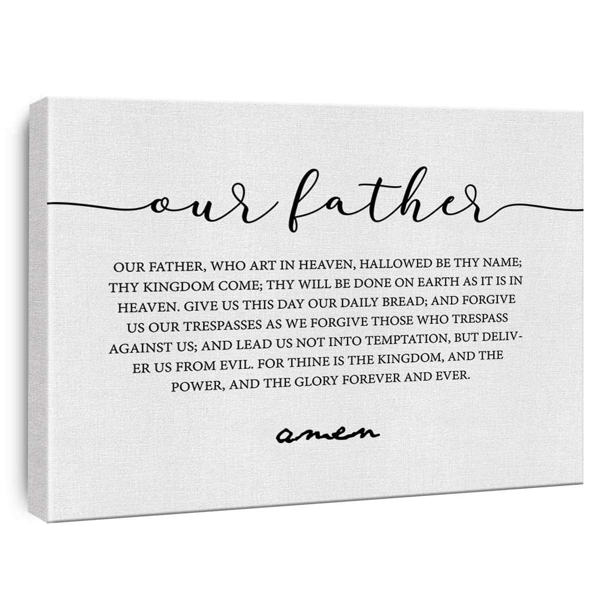 Inspirational Canvas Wall Art Our Father Prayer Print Framed The Lords Prayer Scripture Painting Artwork Ready To Hang Home Dini