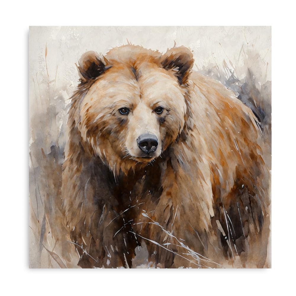 Forjoy Bear Art Wall Decor Rustic Woodland Bears Paintings Canvas Decor Animal Pictures Wall Art For Bedroom And Livingroom (12'
