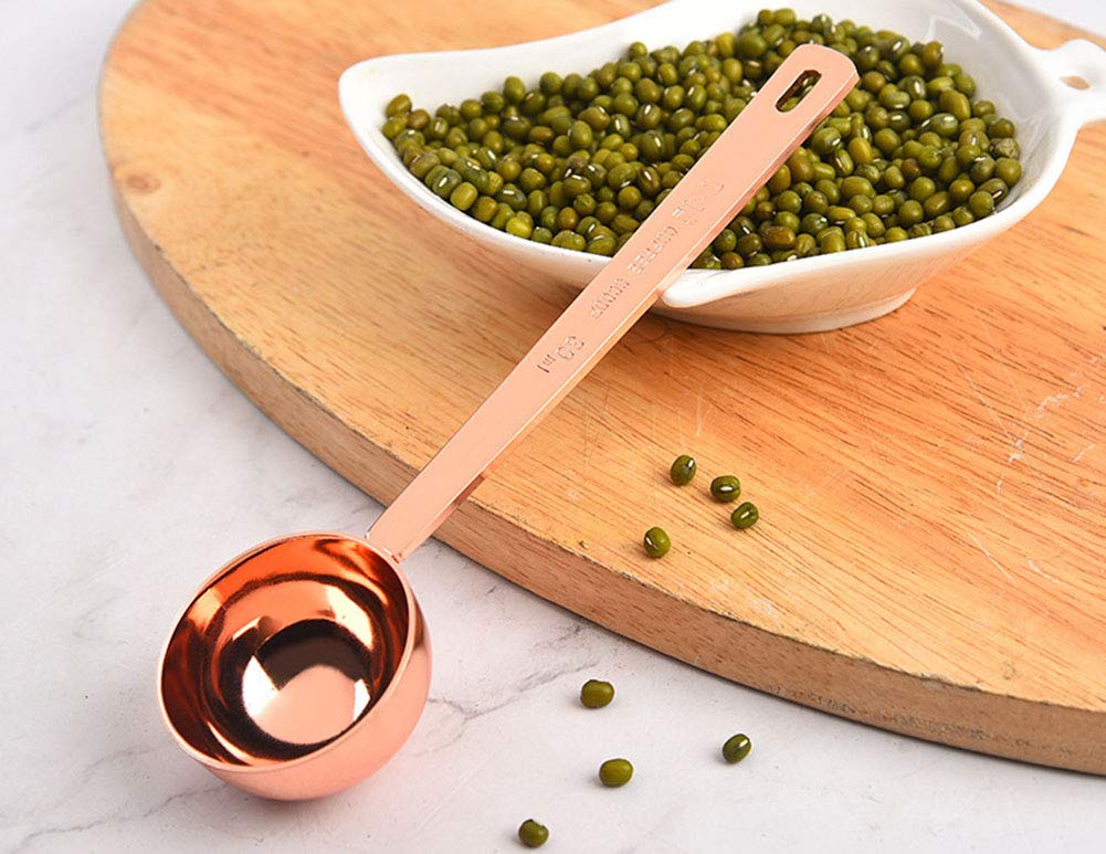 Rose Gold Coffee Scoops,Coffee Scoop For Ground Coffee, 1 Pc 15 Ml (1 Tpsp) 304 Stainless Steel Coffee Spoons 1 Tablespoon Long