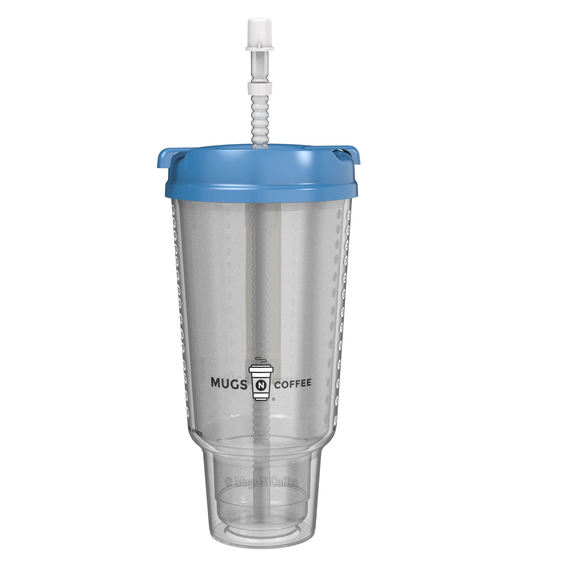 32 Oz Double Walled Hospital Mug With Straw - Car Mug Fits In Most Cup Holders | Travel Mug (Pearl Blue)