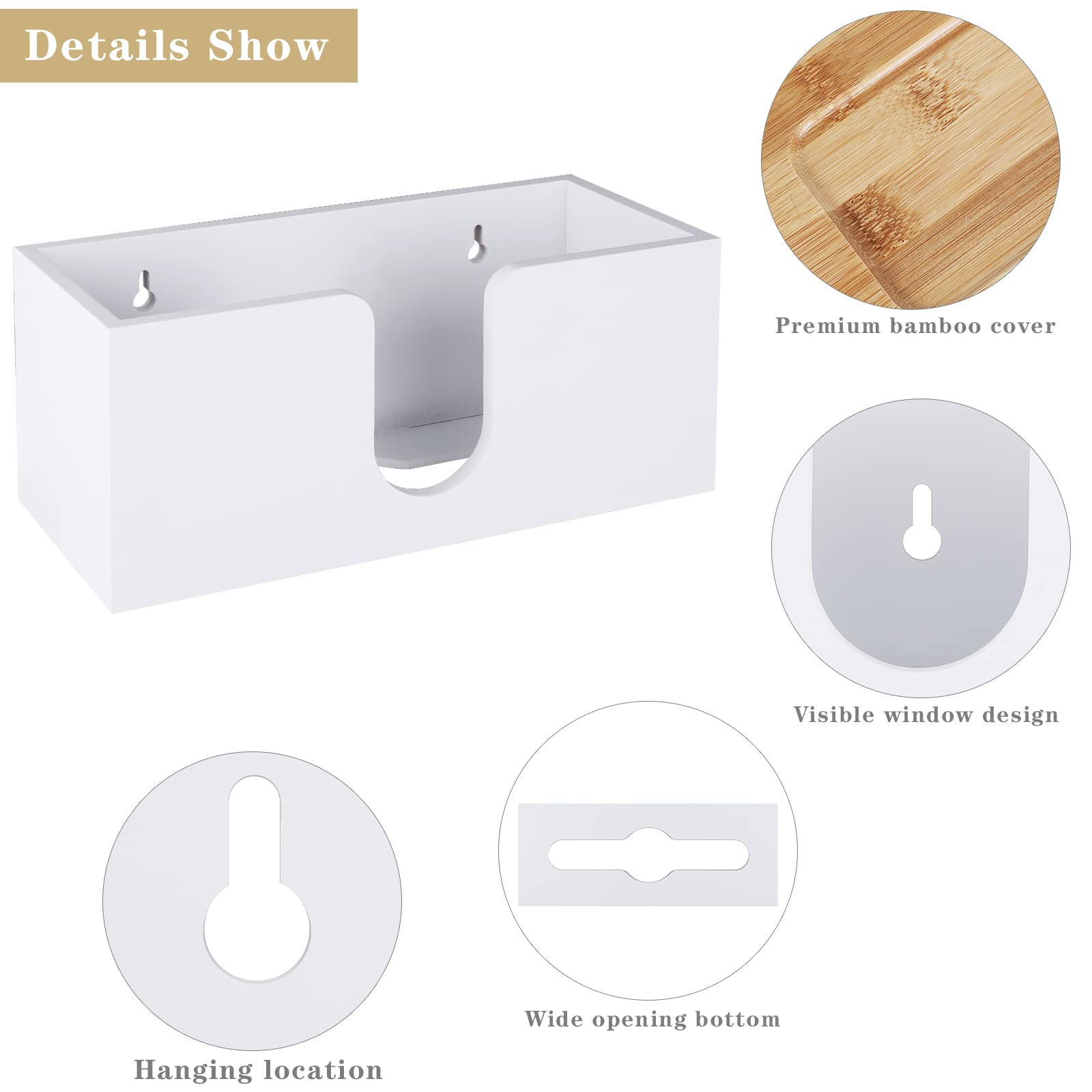 Turstin Wood Paper Towel Dispenser Folded Paper Towel Holder With Lid For Countertop And Wall Mounted, Wall Mount Paper Towel Ho