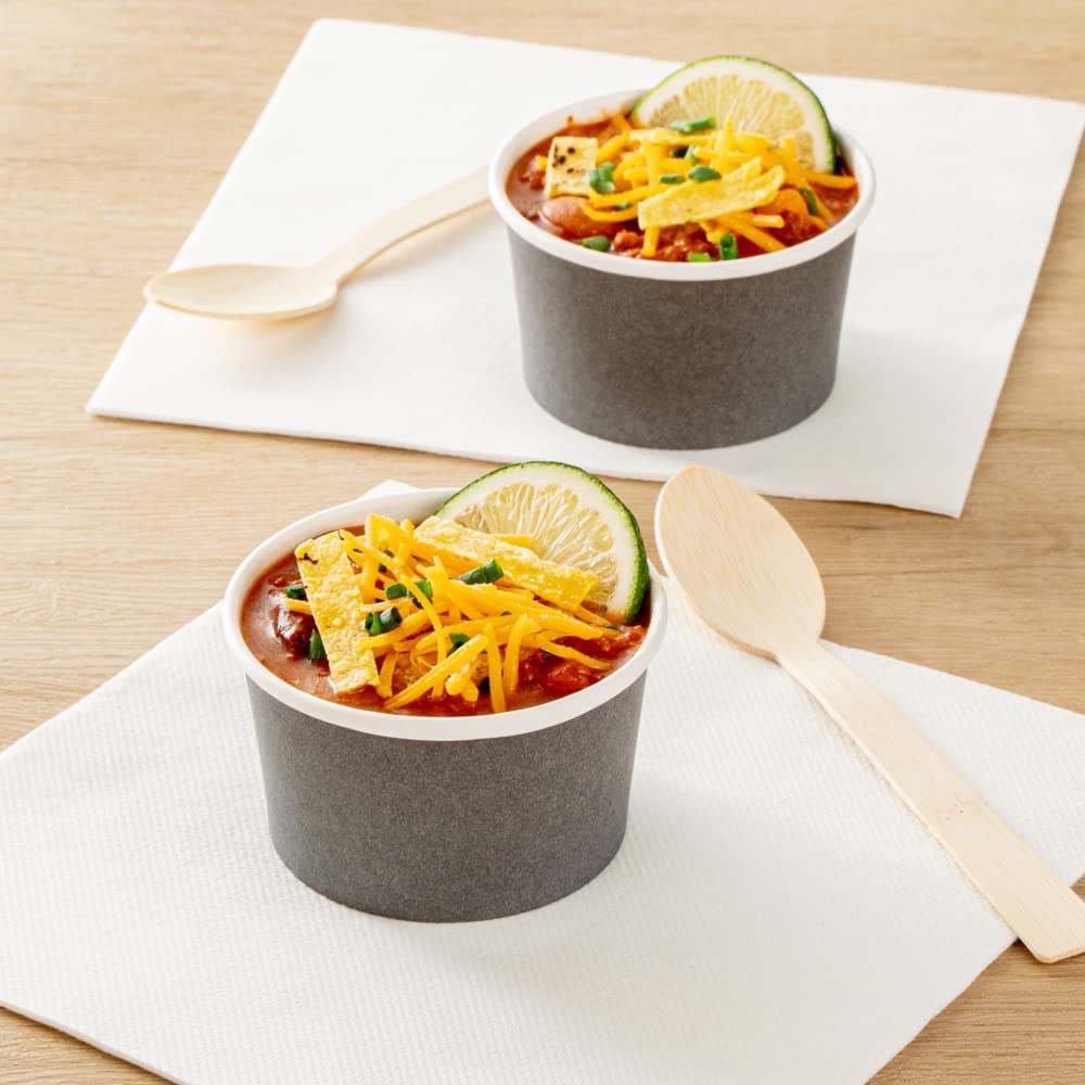 Restaurantware Coppetta 5 Ounce Ice Cream Cups  200 Disposable Treat Cups - For Hot & Cold Foods  LeakResistant  Gray Paper Chili Cups  Freezer- & Microwave-Safe  Grease-Resistant