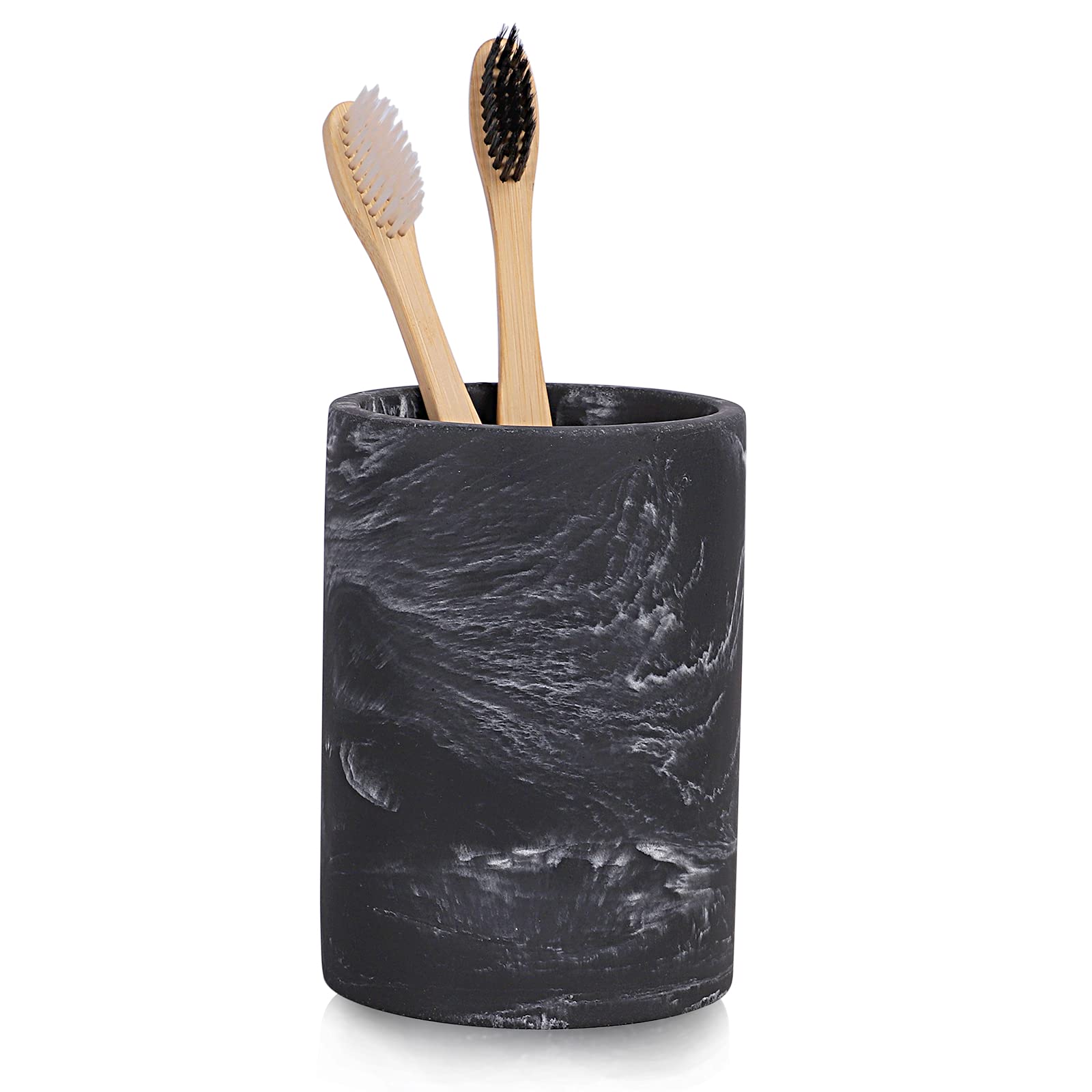 zccz Toothbrush Holder for Bathroom Marble Look, Electric Toothbrush and Toothpaste Holder, Organizer Makeup Brush and Razor, Bl