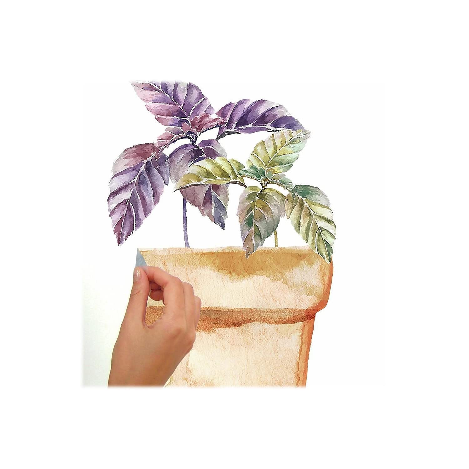 Roommates Rmk3652Scs Watercolor Potted Herbs Peel And Stick Wall Decals 4 Sheets 9 Inches X 17.375 Inches