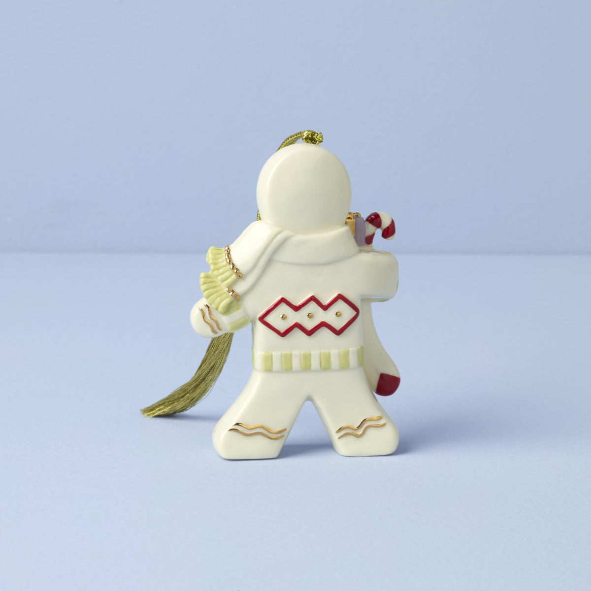 Lenox Stocking Splendor Lenox Ornament, 2025 Gingerbread with Stocking Ornament, Made from Por ...