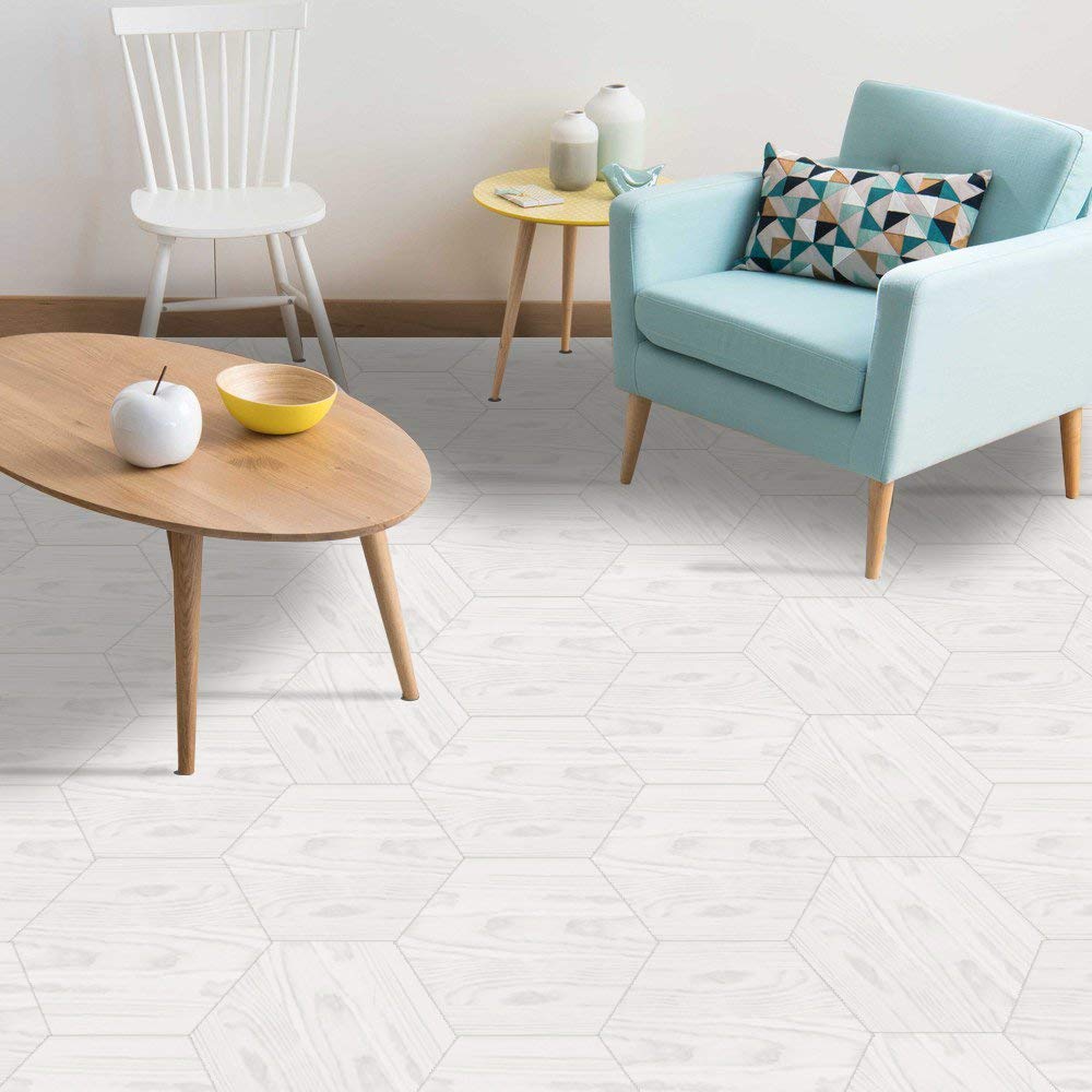 10 Pcs Hexagon Non-Slip Vinyl Floor Sticker For Home Decor, Peel And Stick Self-Adhesive Wallpaper Sticker For Living Room Kitch