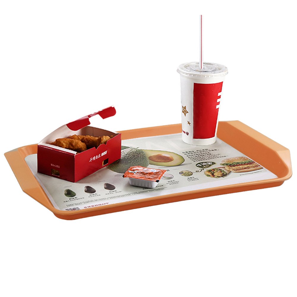 Qskely Plastic Fast Food Trays For Eating, 17'' X 11.8'', Set Of 4