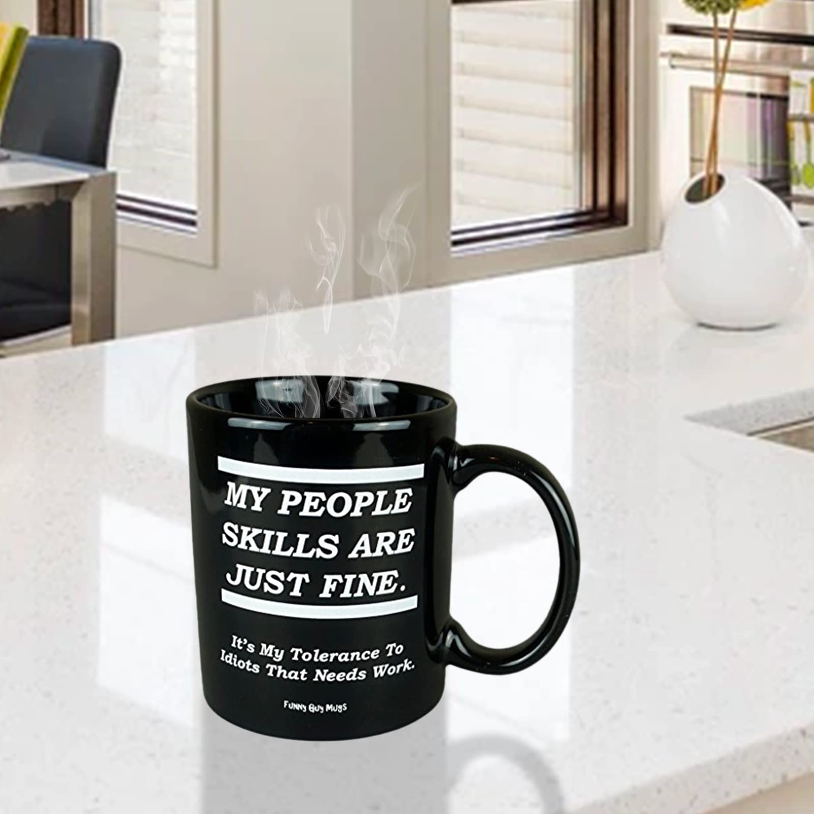 Funny Guy Mugs My People Skills Are Just Fine Ceramic Coffee Mug - 11oz - Ideal Funny Coffee Mug for Women and Men - Hilarious Novelty Coffee Cup with Witty Sayings
