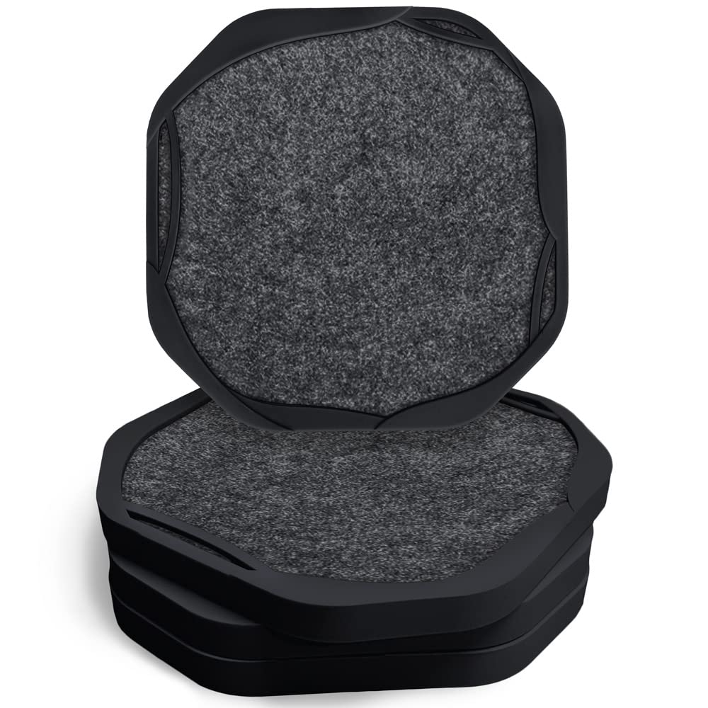 Umirro Black Coasters For Drinks For Tabletop Protection With Super Absorbent Felt Pad, Cool Coasters For Wooden Coffee Table, U