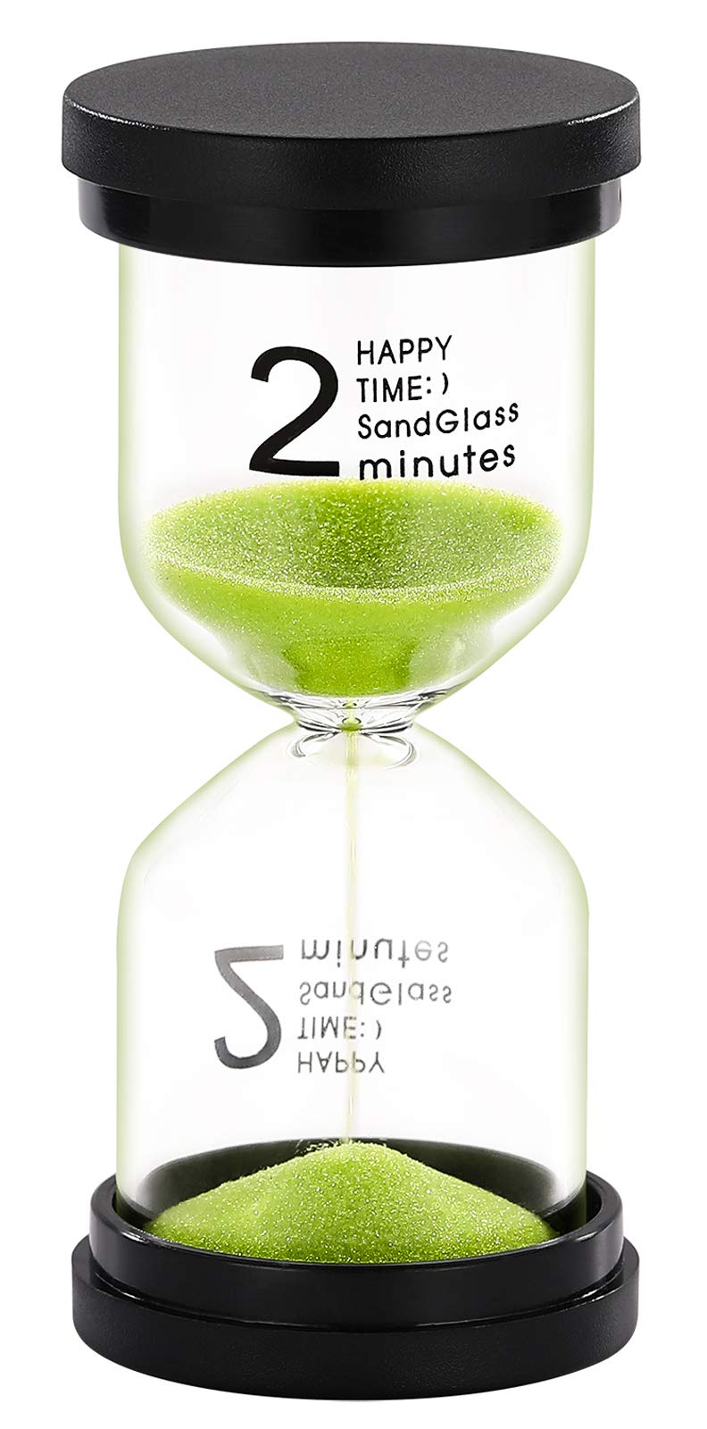 Suliao Hourglass 2 Minute Sand Timer: Plastic Green Sand Watch 2 Min, Large Reloj De Arena Two Minutos, Colorful Hour Glass Sand