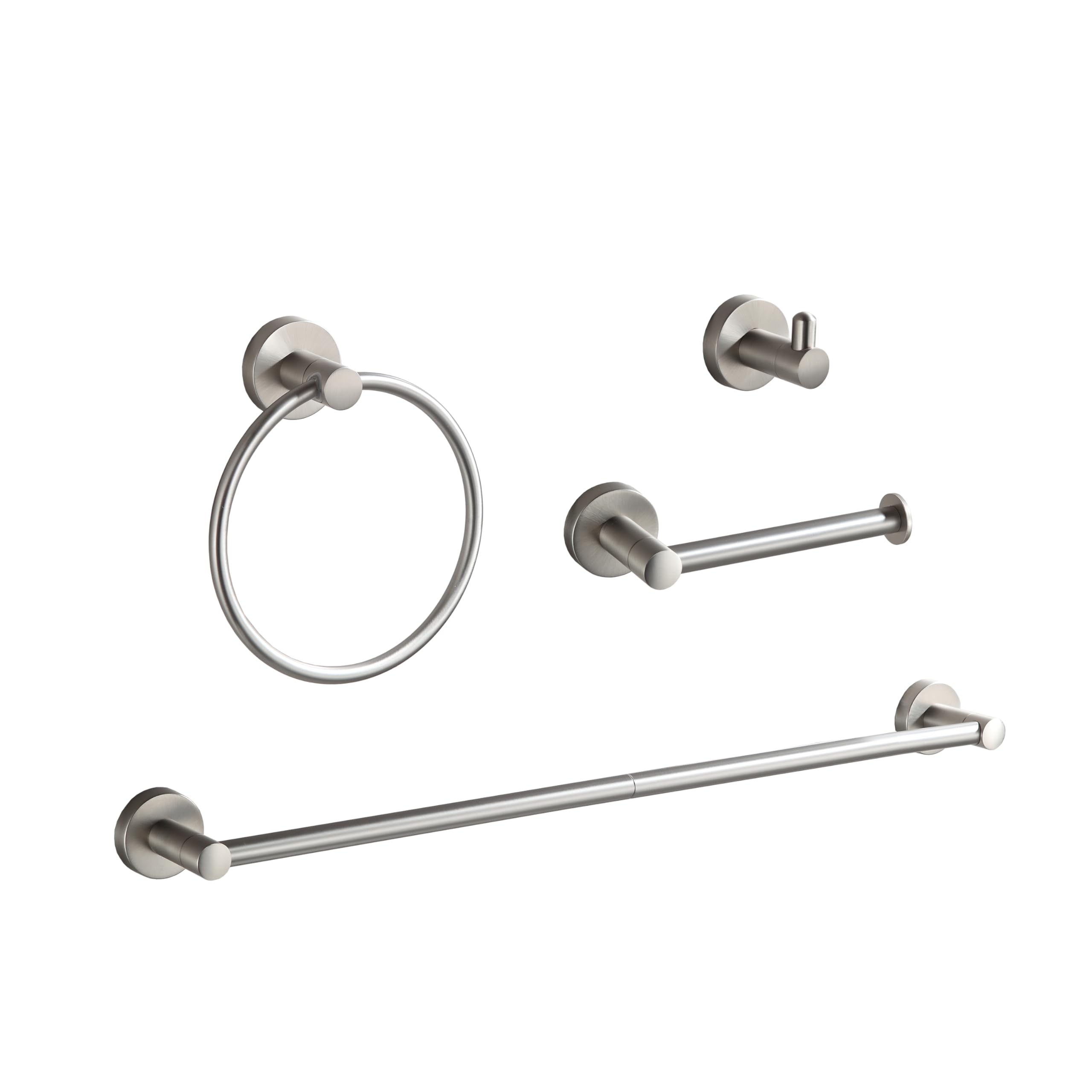 Bgl Bathroom Accessory Set Brushed Nickel 4-Pieces Bathroom Towel Rack 24 Inches Adjustable Bathroom Hardware Set