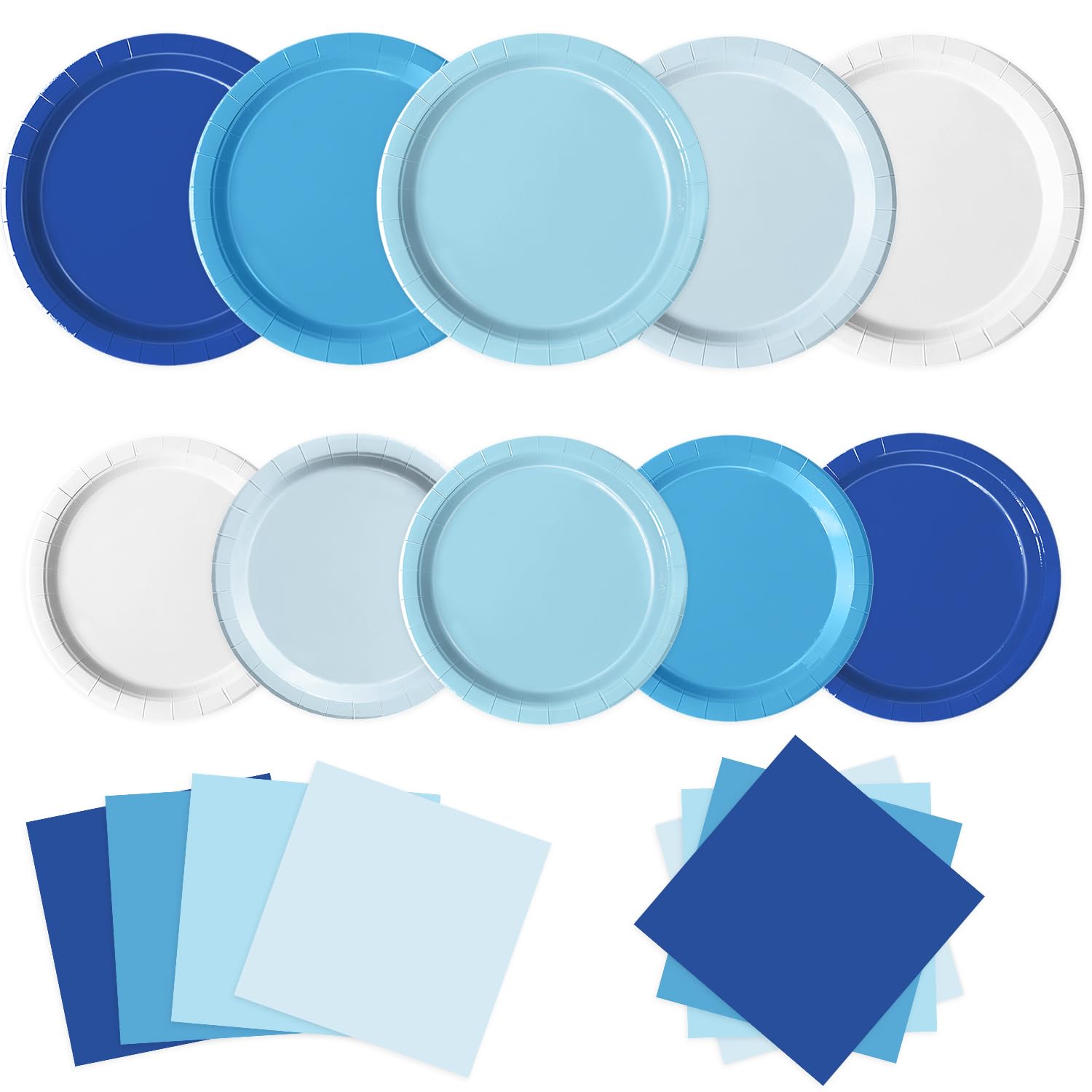 60 PCS Blue Paper Plates, Light Blue Plates and Napkins Party Supplies for Wedding Baby Shower Bridal Party Supplies Tableware D