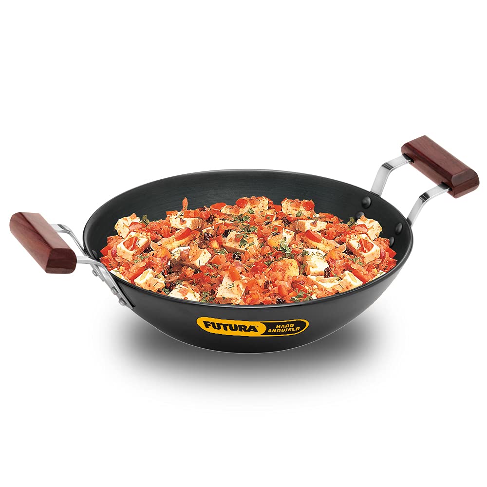 Hawkins Futura 2.5 Litre Deep Fry Pan, Hard Anodised Kadai, Flat Bottom Induction Kadhai, Black (Iad25)
