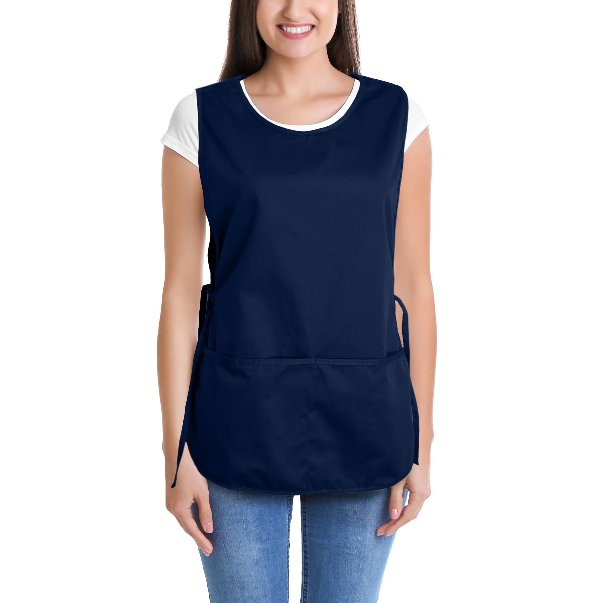 Dalix Cobbler Apron 2 Pockets Smock Chef 28.5'' X 18.5'' Poly Cotton Navy Blue