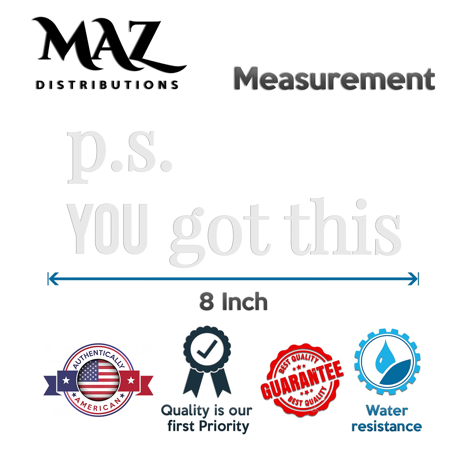 Maz Distributions - P.S You Got This Mirror Sticker - Vinyl Mirror Decals - Waterproof Mirror Inspirational Stickers - Indoor An