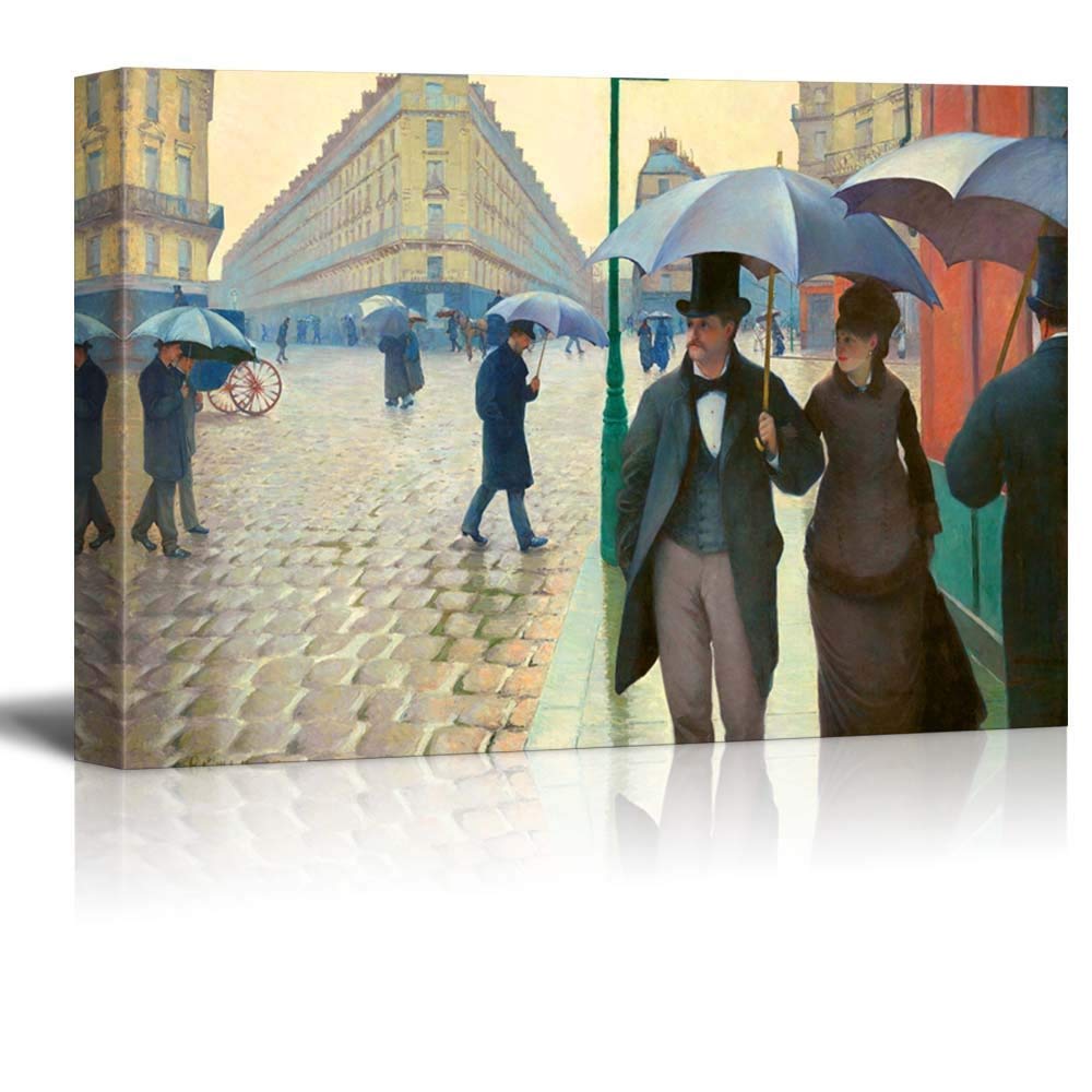 Wall26 Framed Canvas Print Wall Art Rainy Day By Gustave Caillebotte Nature Wilderness Illustrations Fine Art Traditional Rustic