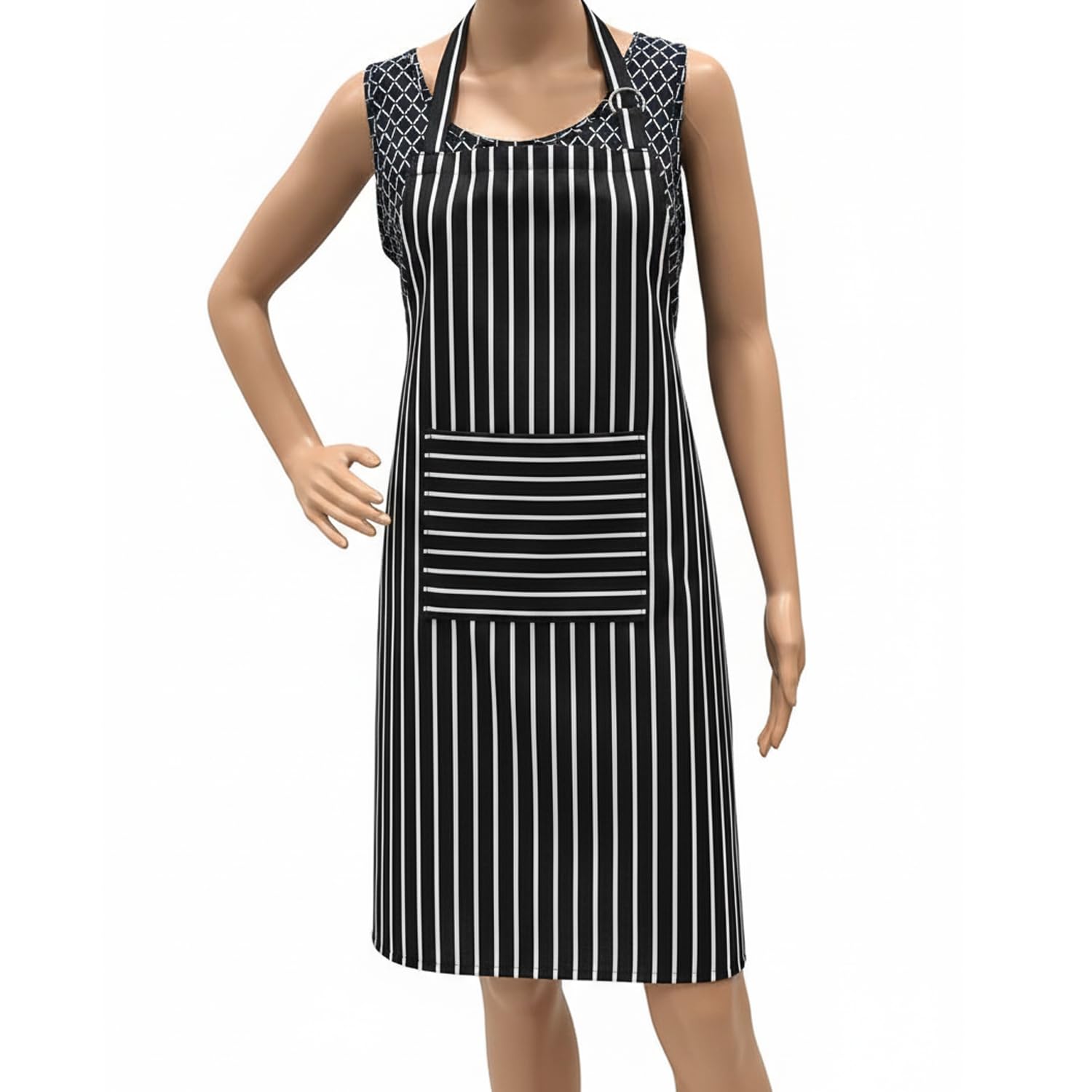 Pixel Home Decor Cotton Striped Kitchen Apron For Cooking & Baking | Twill Weave | With Pocket & Tie Back