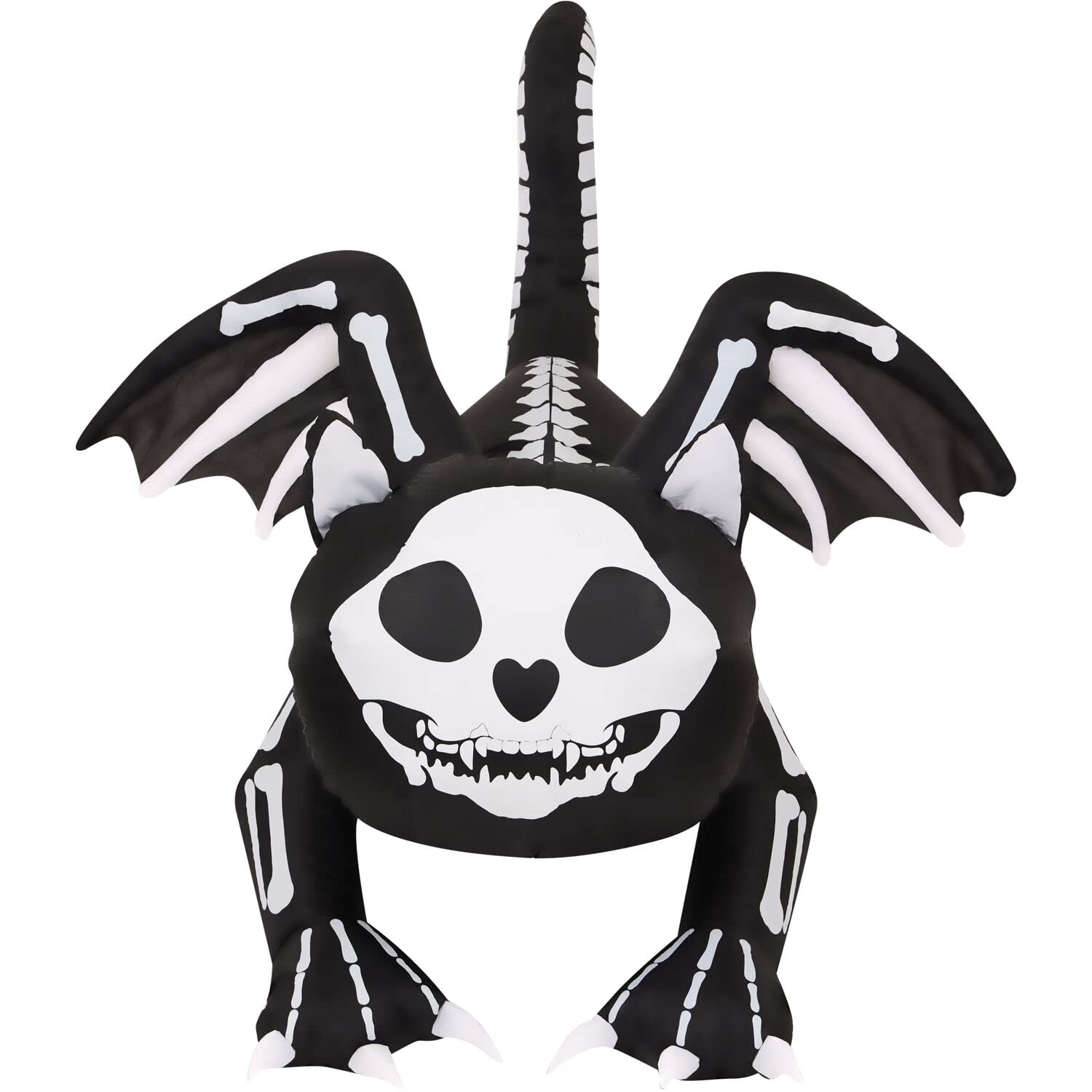 Haunted Hill Farm 5.9-ft. Wide Skeleton Cat Blow Up with Lights, Halloween Inflatable Outdoor Decorations for Patio and Yard, Gi