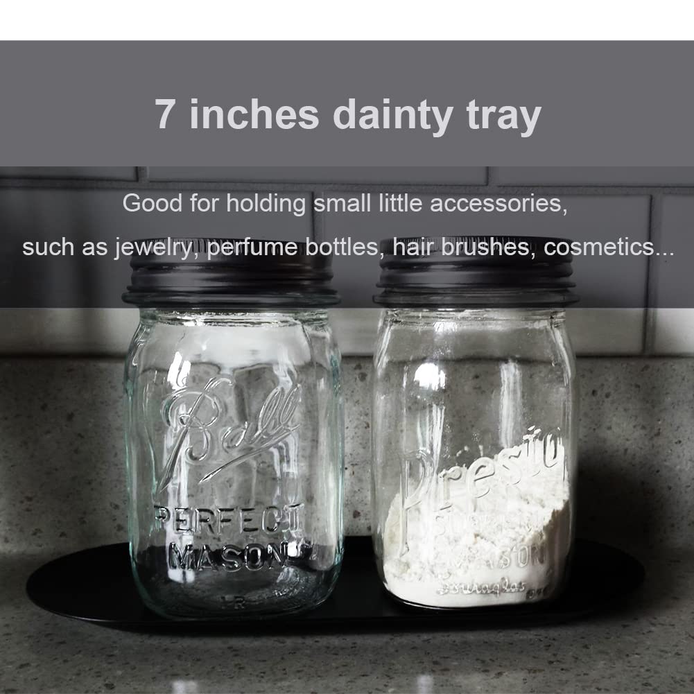 Stainless Steel Decorative Tray, Set Of 2, 7 Inch Long, Jewelry Dish Cosmetics Organizer Bathroom Clutter Serving Platter Small