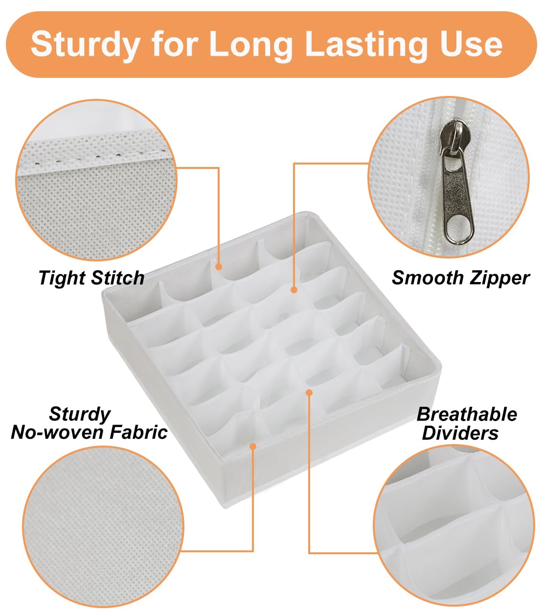 8 Packs Underwear Drawer Organizer Clothes, Foldable Bra Drawer Organizer Bins, 90 Cells Fabric Clothes Organizer Drawer Divider