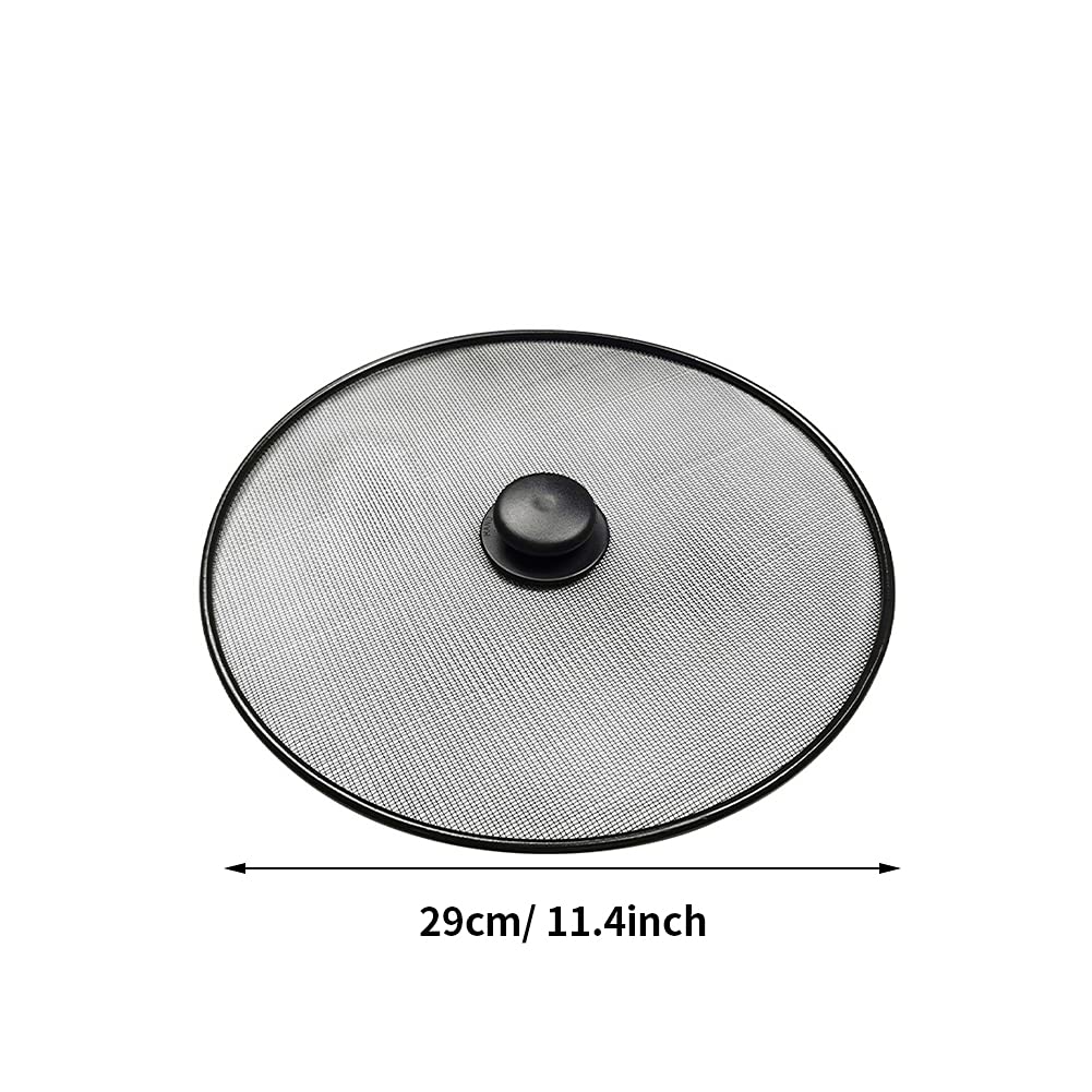 Splatter Screen, Frying Pan Splatter Screen, Splash Guard Lid With Knob, Extra Fine Mesh Splash Guard Pot Lid,Iron Coating Greas