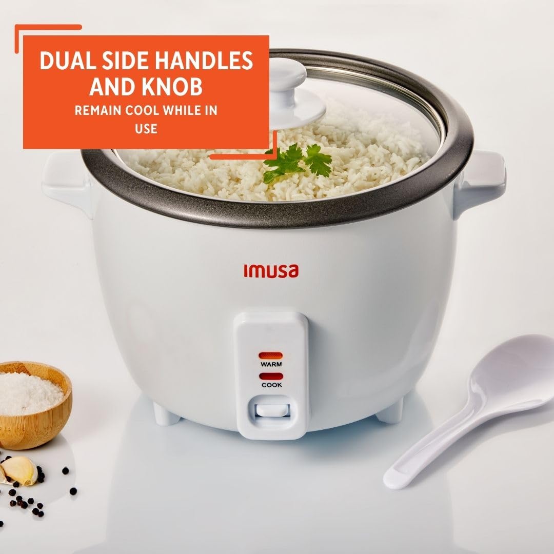 Imusa Usa Gau-00012 Electric Nonstick Rice Cooker 5-Cup (Uncooked) 10-Cup (Cooked), White