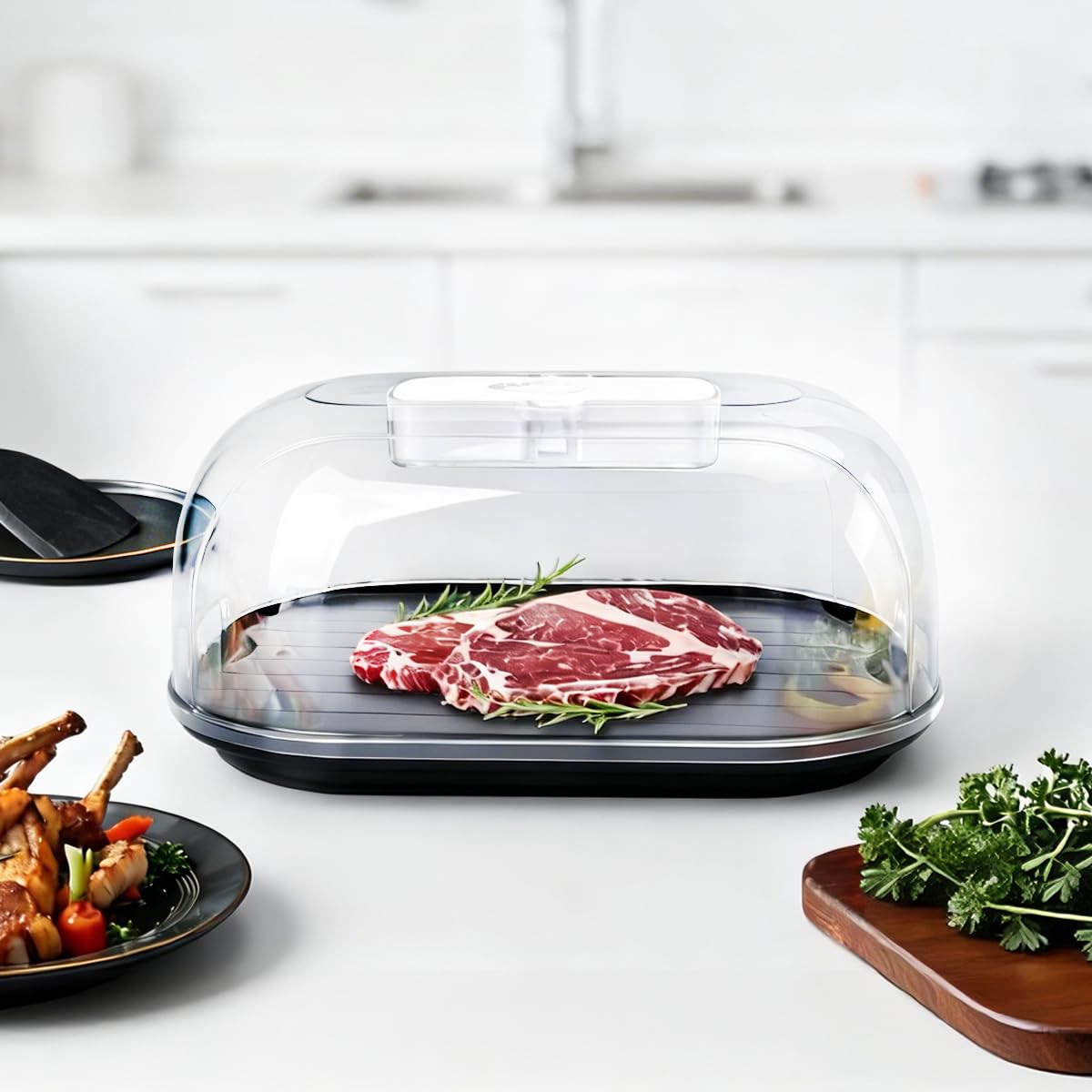 Thawing Tray for Frozen Meat - Aluminum Alloy Defrosting Plate for Steak, Chicken, Fish & Seafood | Kitchen Tool for Home, Campi