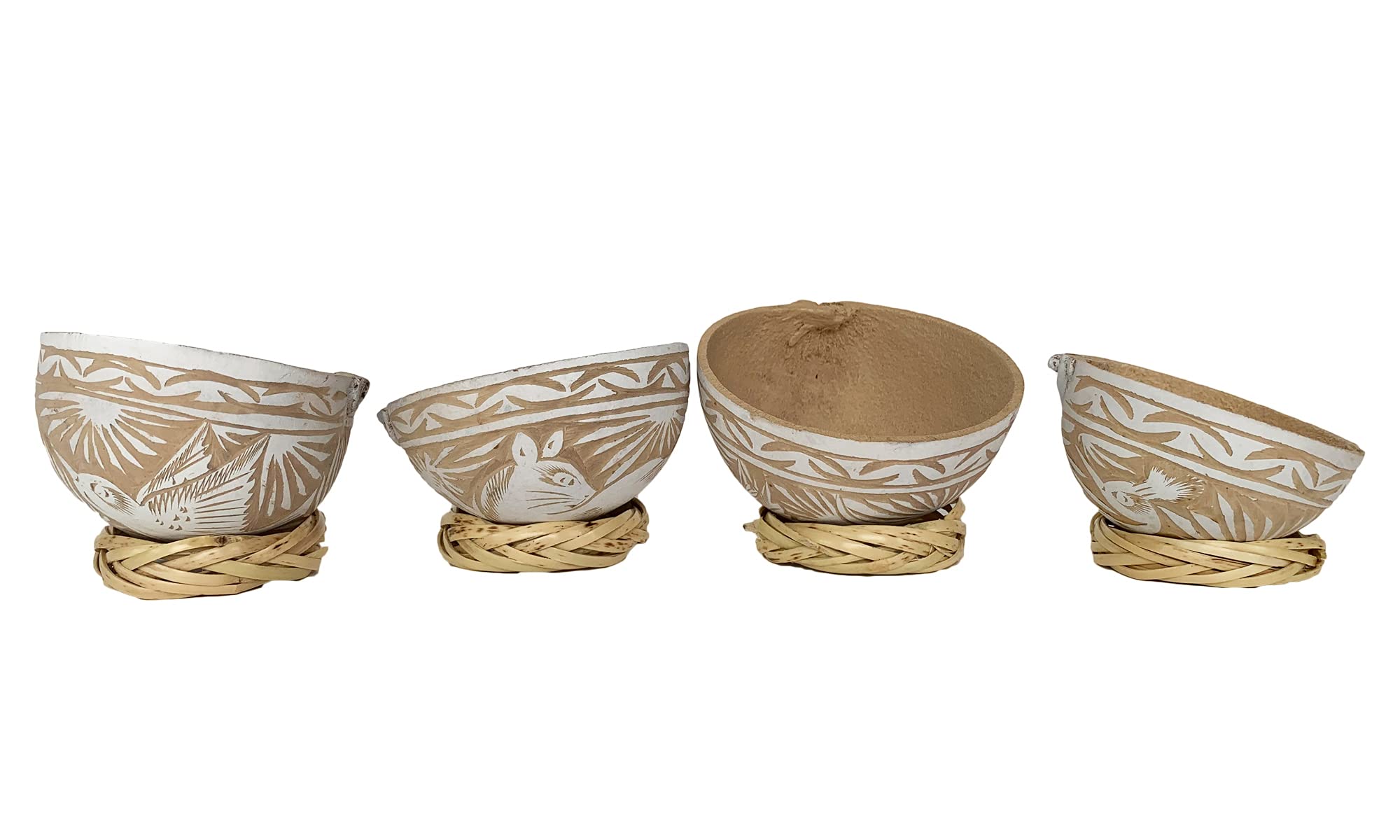 The Curated Pantry Mezcal Jicaras - (Small, Shot Glass Size) - Holds 2-3 Ounces - Hand-Carved From Mexico With Natural Fiber Bas