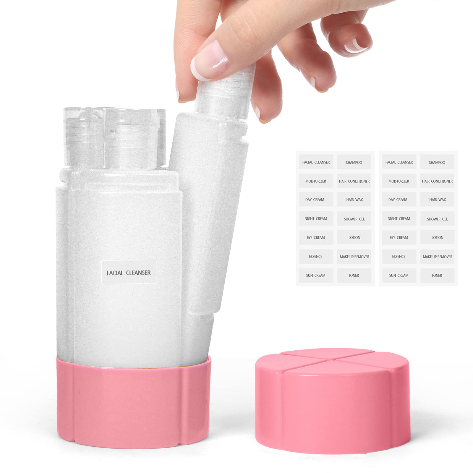 Olatay Travel Bottle, Tsa Approved 4-In-1 Leak-Proof Bottle, 4 * 60Ml/2Oz, With 2 Pre-Printed Labels For Travel Gym Camping, Car