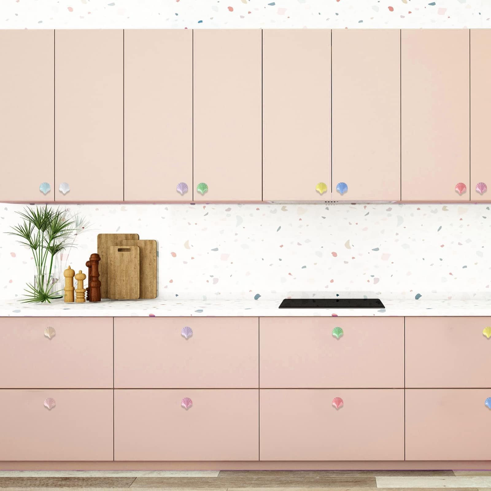 OctinPris 10x Colorful Cute Glossy Ceramic Knobs Seashell Shape Lovely Door Pull Knob Cabinet Closet Ceramic Drawer Cupboard Kit