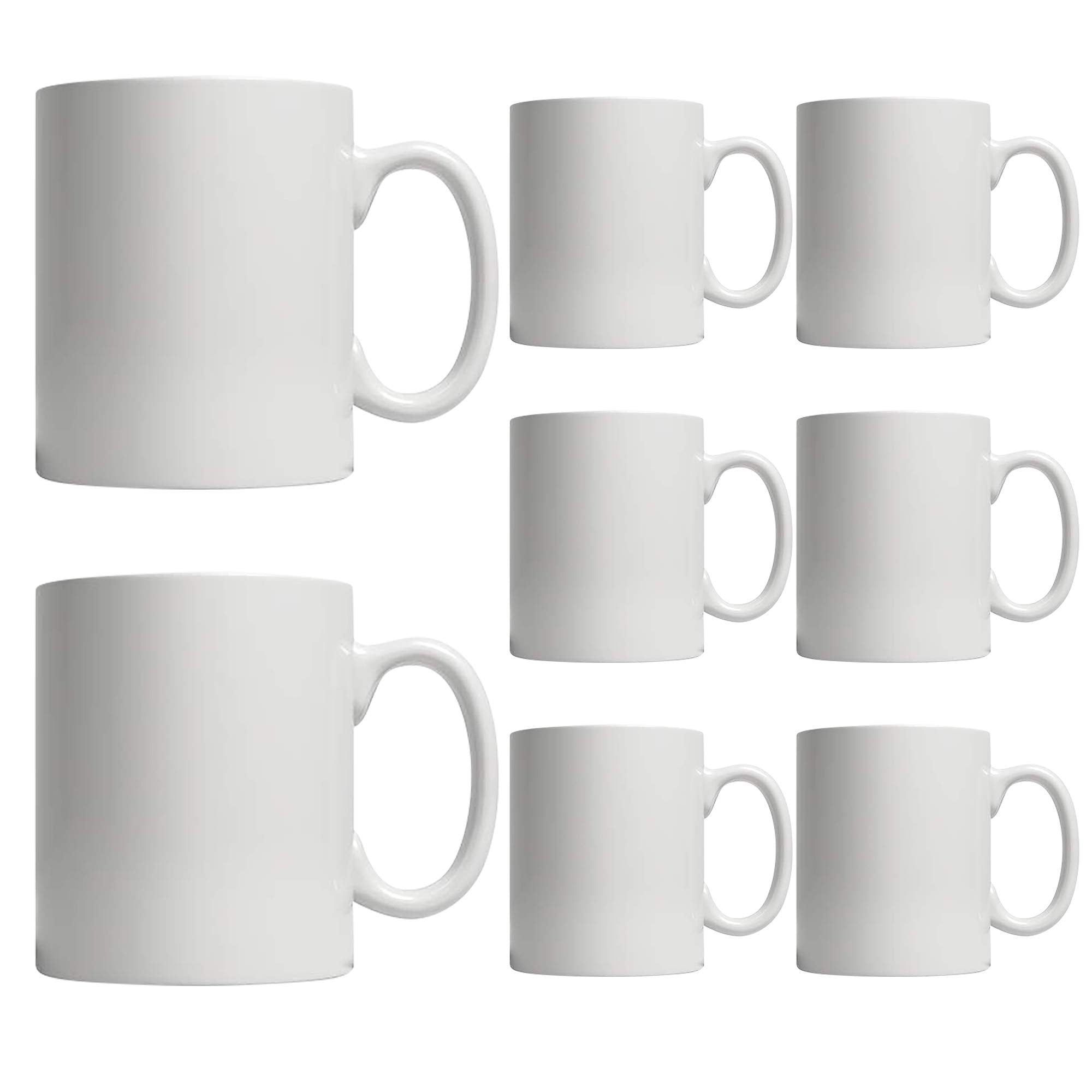 HomeVss 11oz White Ceramic Sublimation Coffee Mug, Case of 6, Stoneware, Blank White