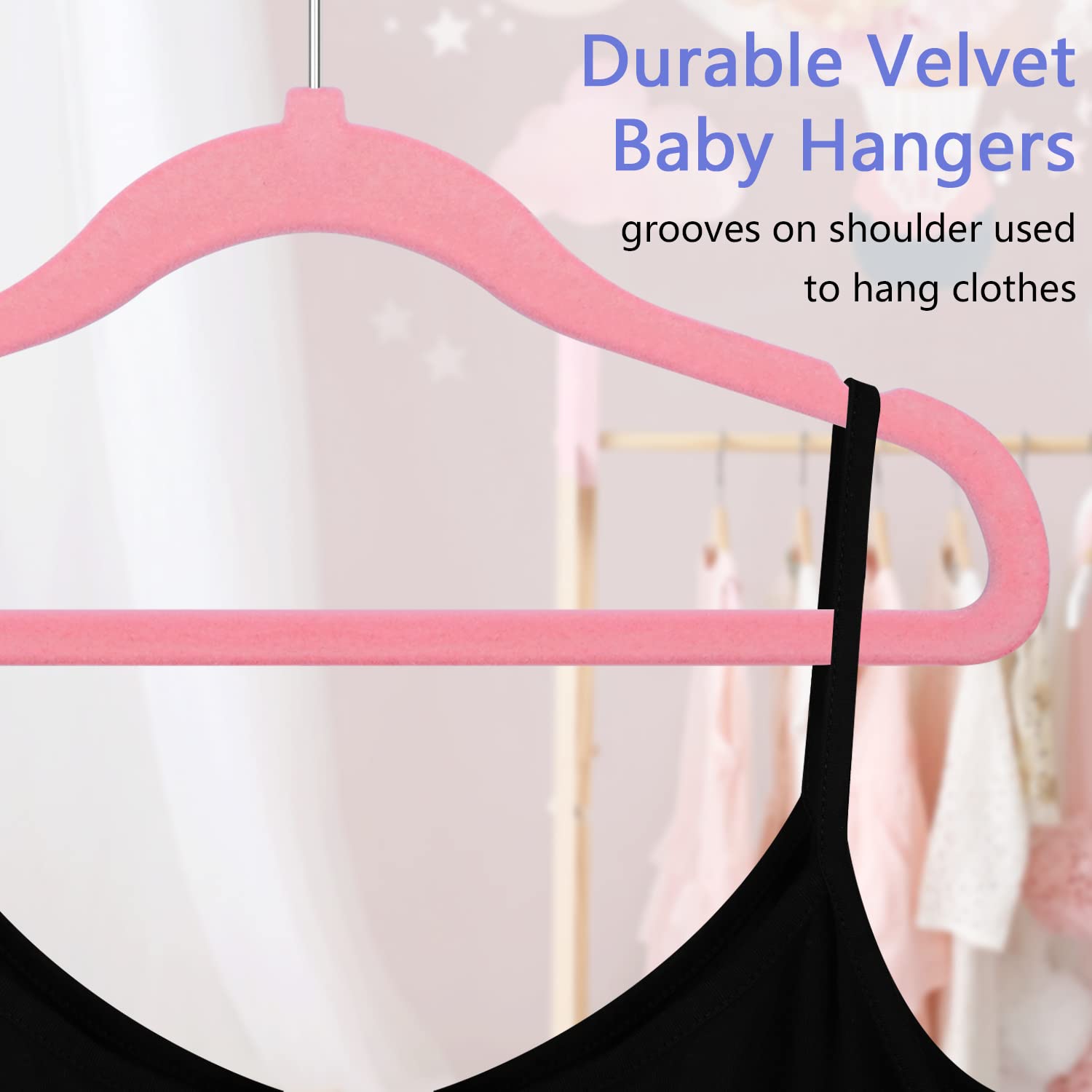 Goodtou Kids Hangers Velvet Baby Hangers Non Slip Pink Toddler Infant Hangers 20 Pack Baby Clothes Hangers For Closet