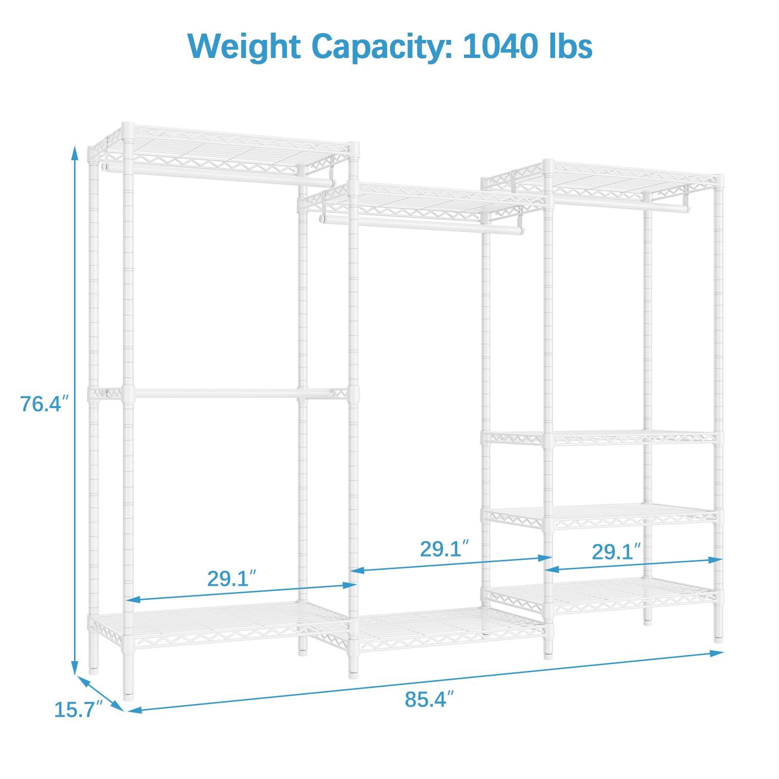 Vipek V5 Plus Portable Closet Wardrobe Heavy Duty Clothes Rack, Large Free Standing Closet Rack For Hanging Clothes, 85.4'' L X