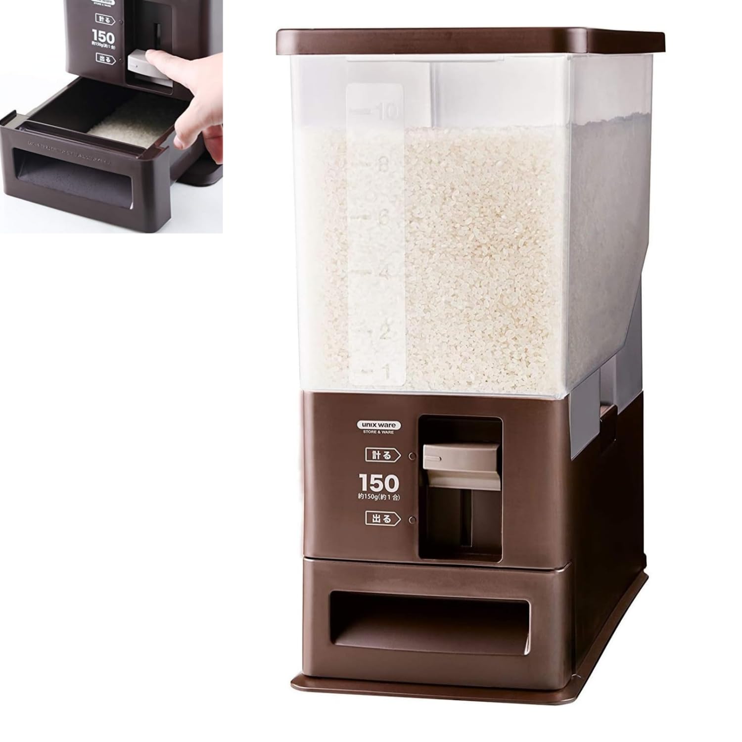 i Kito 26 Pounds Rice Dispenser with Measuring Container,Large Countertop Kitchen Storage for Dry Food,Oatmeal, Beans, Grains, K
