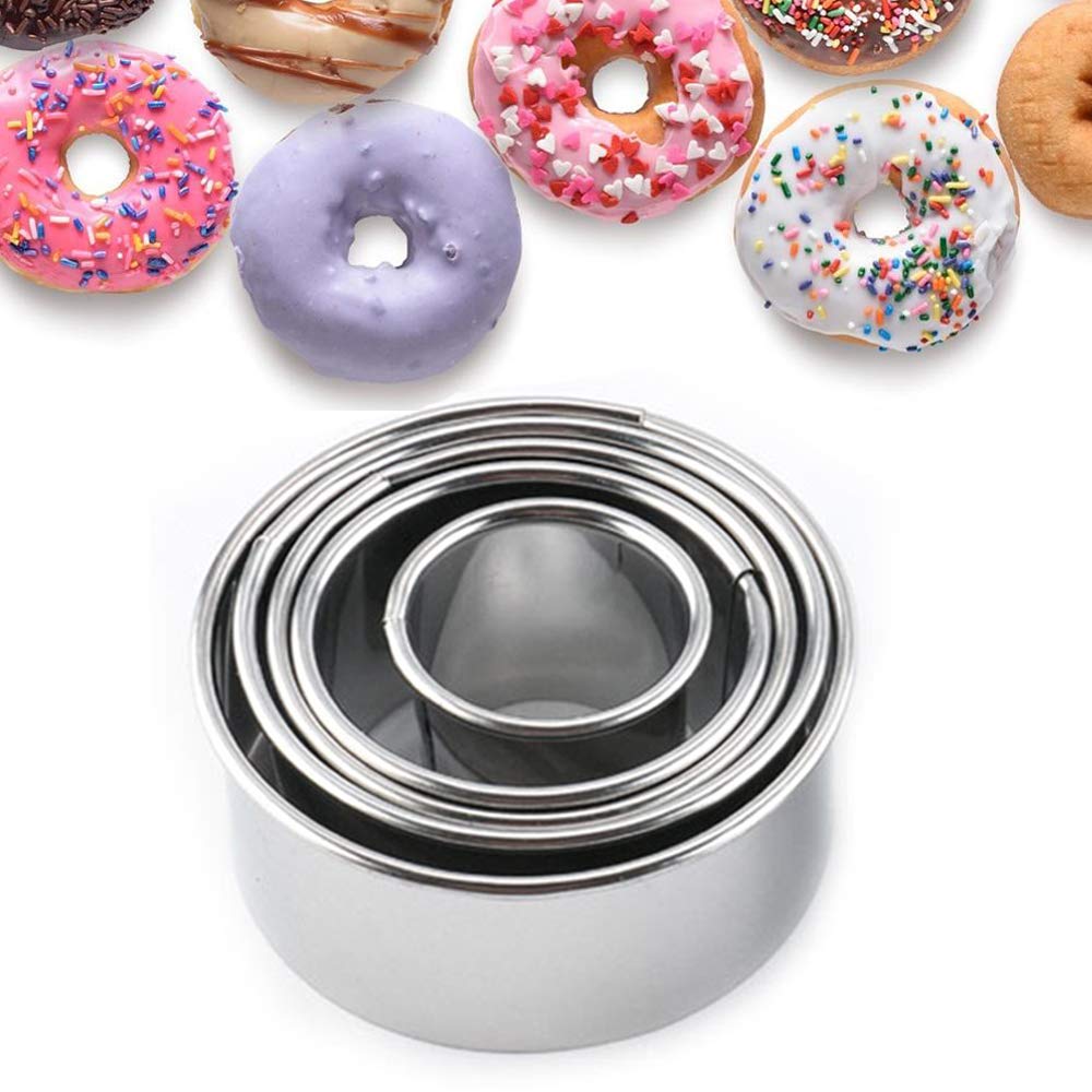 5 Pcs Stainless Steel Cookie Biscuit Cutters - Dumpling Donut Doughnut Pastry Cutters/Round Cake Cookie Scone Cutters Molds For