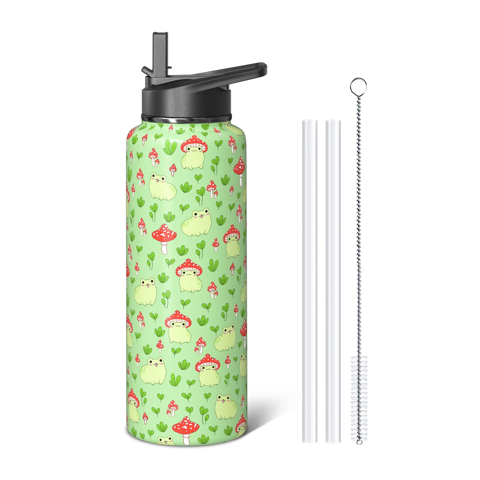 Sabobo Cute Frog Mushroom Gifts 40oz Sport Water Bottles for Women Men
